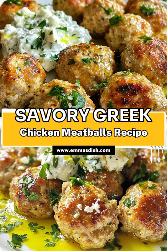 Looking for a delicious twist on a classic? Try these Greek chicken meatballs! This easy chicken meatballs recipe features ground chicken, crumbled feta, and a hint of lemon zest, served with creamy tzatziki sauce for an irresistible flavor combo. These healthy Greek meatballs are perfect for meal prep or a weeknight dinner. Save this recipe to impress your family! #GreekChickenMeatballs #HealthyRecipes #FetaChickenMeatballs #TzatzikiSauceMeatballs
