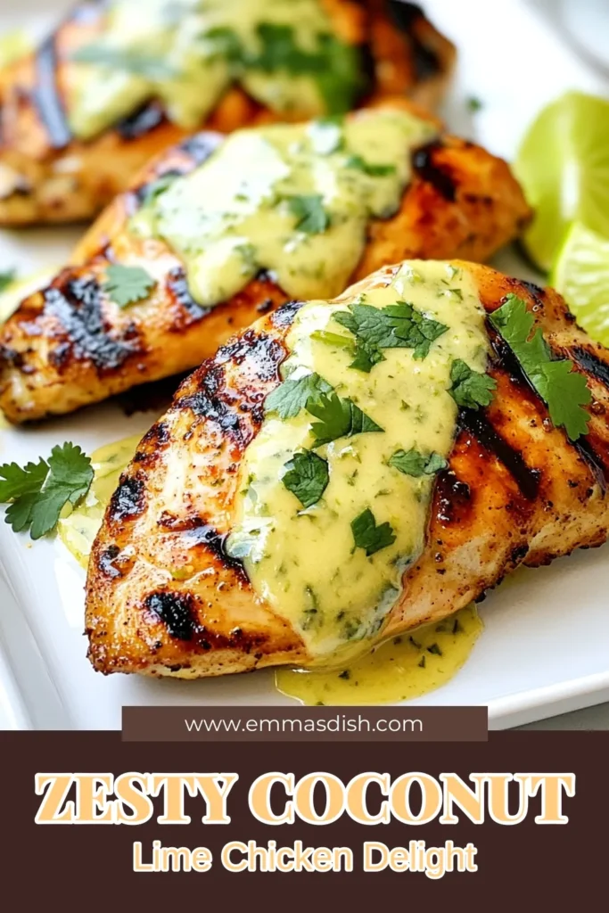 Indulge in the sun-kissed flavors of this Coconut Lime Chicken Recipe! Perfect for summer grilling, this dish features grilled coconut chicken marinated in a tropical chicken marinade with creamy coconut milk. This easy lime chicken recipe is bursting with zest and can be ready in just 45 minutes. Try this delightful dish for dinner tonight and make your taste buds dance! Save this recipe for your next meal idea! #CoconutLimeChicken #GrilledCoconutChicken #TropicalChickenMarinade #EasyLimeChickenRecipe
