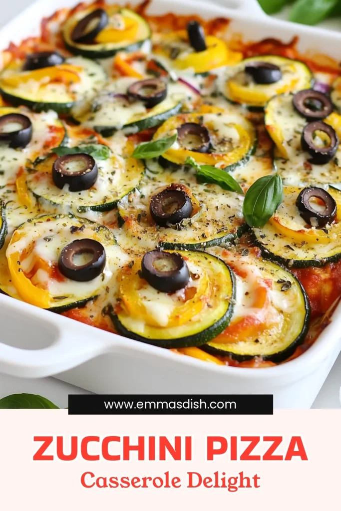Discover the delicious Zucchini Pizza Casserole, a healthy zucchini recipe that's perfect for anyone looking for a low-carb pizza casserole. This easy zucchini dish is packed with flavors, featuring marinara sauce, veggies, and melty cheese. It's a fantastic addition to your vegetarian casserole recipes collection! Bake this comforting meal for family or friends and watch them enjoy every bite. Try it today! #ZucchiniPizza #HealthyZucchiniRecipe #LowCarbCasserole #VegetarianCasserole