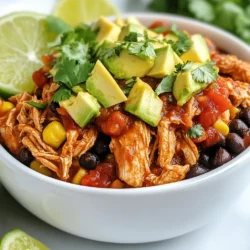 For this dish, you need simple, fresh ingredients. Here’s what you’ll need: - 4 boneless, skinless chicken breasts - 2 cups homemade or store-bought salsa (make sure it’s Paleo-friendly) - 1 can (15 oz) black beans, rinsed and drained - 1 cup corn kernels (you can use fresh or frozen) - 1 avocado, diced These main ingredients create a hearty base for your chicken. The chicken stays tender and juicy while soaking up the flavors of the salsa. To enhance the flavor, you will need these spices: - 1 teaspoon cumin - 1 teaspoon garlic powder - 1 teaspoon onion powder - 1 teaspoon paprika - Salt and pepper to taste These spices add depth and warmth to your dish. Cumin brings a nutty taste, while garlic and onion powders add savory notes. Paprika will give it a nice color. For a fresh finish, consider these garnishes: - Fresh cilantro, for garnish - Lime wedges, for serving Diced avocado adds creaminess, while cilantro gives a burst of freshness. Squeezing lime on top brightens the flavors and makes each bite pop. {{ingredient_image_1}} First, gather your ingredients. You will need four boneless, skinless chicken breasts. Place them at the bottom of your crockpot. This forms the base of your dish. Next, rinse and drain one can of black beans. If you are using fresh corn, cut it off the cob. If you choose frozen corn, just measure out one cup. Dicing the avocado can wait until later. This way, it stays fresh and green. You won’t want brown avocado on your meal. Now, pour two cups of salsa over the chicken. Make sure the chicken is fully coated. This adds flavor and moisture. Next, sprinkle the rinsed black beans and corn on top of the salsa-covered chicken. Then, add your spices: one teaspoon each of cumin, garlic powder, onion powder, and paprika. Add salt and pepper to taste. This mix makes your dish rich and tasty. Cover the crockpot with its lid. You can cook on low for six to eight hours or on high for three to four hours. The low setting is best for deep flavors. If you're short on time, choose high. When the chicken is done, it should shred easily with two forks. Return the shredded chicken to the pot to soak in the juices. Let it sit for a few minutes. This helps the flavors blend well. Your Paleo Crockpot Salsa Chicken is now ready to serve! To shred chicken, first, let it cool a bit. Use two forks to pull apart the meat. Start at one end and move to the other. Shredding while warm helps it come apart easily. If you want finer shreds, you can use a hand mixer on low. Just be careful not to overdo it! You can boost the flavor of your salsa chicken with extra items. Try adding bell peppers or jalapeños for a spicy kick. Fresh herbs like cilantro or parsley add a nice touch. You can also mix in lime juice to brighten up the dish. Experiment with your favorite flavors for a unique twist! To keep your chicken moist, avoid overcooking it. Use a meat thermometer to check if it reaches 165°F. The salsa helps keep the chicken juicy, so make sure it covers the meat well. If it looks dry, add a bit more salsa or some chicken broth. This will help keep everything nice and tender! Pro Tips Use Homemade Salsa: Making your own salsa allows you to control the ingredients and spice level, ensuring it meets your paleo standards. Experiment with Spices: Feel free to adjust the spices according to your taste. Adding chili powder or smoked paprika can give it an extra kick. Let it Rest: After shredding the chicken, let it sit in the juices for a few minutes before serving for enhanced flavor absorption. Serve with Fresh Ingredients: Top with fresh avocado and cilantro just before serving to add a burst of color and freshness to your dish. {{image_2}} You can switch up the beans or add vegetables. Try pinto beans or kidney beans for a new taste. You might add bell peppers or zucchinis for more color and nutrition. Adding different beans or veggies makes this dish more fun and unique. If you want to change the protein, chicken isn’t your only choice. Ground turkey or shredded beef works well too. Just make sure to adjust the cooking time. Ground turkey cooks faster, while beef may need a bit longer. This keeps the dish fresh and exciting every time you make it. This recipe is very flexible for different diets. To keep it Whole30, just check your salsa for additives. Most salsa brands fit, but homemade is best. For gluten-free diets, ensure your salsa has no hidden gluten. This makes it a great meal for everyone at the table. You can enjoy this dish while sticking to your dietary goals. To store leftovers, let the chicken cool first. Place it in an airtight container. You can keep it in the fridge for up to four days. Always label your container with the date. This helps you track how long it has been stored. When you are ready to eat, there are a few ways to reheat the chicken. The best way is to use the stove. Heat a pan over low heat. Add the chicken and some salsa to keep it moist. Stir until hot. You can also use the microwave. Place the chicken in a microwave-safe dish. Cover it with a lid or a wet paper towel. Heat in short bursts until warm, checking often. You can freeze this dish if you want to save it for later. Make sure it is cool before you freeze it. Place the chicken in a freezer-safe bag or container. Remove as much air as possible to prevent freezer burn. It can last up to three months in the freezer. To use it, thaw it in the fridge overnight before reheating. Yes, you can use frozen chicken breasts in your Paleo Crockpot Salsa Chicken. Just remember to add extra cooking time. Cook on low for about 8-10 hours or high for 4-5 hours. This longer cooking time helps thaw and cook the chicken through. Always check that the chicken reaches 165°F for safety. To ensure your salsa is Paleo-friendly, look for options without added sugar or preservatives. You can make your own salsa using fresh tomatoes, onions, jalapeños, and lime juice. Store-bought salsa can work too, but read the label. Avoid brands that add non-Paleo ingredients like corn syrup or artificial flavors. You can serve many delicious sides with your Paleo Crockpot Salsa Chicken. Here are some ideas: - Riced cauliflower for a low-carb option. - Zucchini noodles for a fresh twist. - A side salad with greens and avocado. - Steamed broccoli or green beans for added veggies. - Sweet potato wedges for a satisfying crunch. These sides complement the chicken well and keep your meal balanced. Paleo Crockpot Salsa Chicken is simple and tasty. We talked about the main ingredients and spices that make it special. I shared step-by-step instructions to help you cook it perfectly. Tips and tricks can make a big difference in taste and texture. Plus, you can switch things up with different proteins or veggies. Store leftovers safely and reheat them well. This dish is full of flavor and fits many diets. Enjoy your cooking journey and savor every bite!