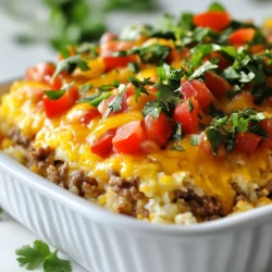 - 1 lb ground beef or turkey - 1 small onion, diced - 2 cloves garlic, minced - 1 packet taco seasoning - 1 (14 oz) can diced tomatoes, drained - 1 cup cauliflower rice - 1 cup shredded cheddar cheese - 1 cup shredded mozzarella cheese - 1 small bell pepper, diced - 1 jalapeño, sliced (optional) The main ingredients in Keto Taco Pizza Casserole are key for flavor. Ground beef or turkey gives the dish its hearty base. Use diced onions and minced garlic for a savory kick. Taco seasoning adds bold flavors, enhancing the overall taste. Cauliflower rice serves as a great low-carb substitute for traditional pizza crust. The blend of cheddar and mozzarella cheeses creates a rich, gooey topping. Fresh vegetables like bell peppers and optional jalapeños add color and crunch. Each ingredient brings something special to the table. - Sour cream - Avocado - Fresh cilantro for garnish - Additional spices or hot sauce Optional toppings elevate your casserole experience. Sour cream adds creaminess and balances the spice. Avocado provides a smooth texture and is a healthy fat choice. Fresh cilantro brightens the dish, giving it a fresh taste. Feel free to add extra spices or hot sauce for those who like heat. These toppings can also make the casserole look even more appealing. Each adds a layer of flavor that enhances the overall dish. {{ingredient_image_1}} - First, preheat your oven to 375°F (190°C). This step ensures even cooking. - In a large skillet, add 1 pound of ground beef or turkey and 1 small diced onion. Cook until the meat is brown and the onion is soft, about 7-10 minutes. If there's extra fat, drain it out. - Next, stir in 2 minced garlic cloves and 1 packet of taco seasoning. Add 1 can of drained diced tomatoes. Mix well and let it simmer for about 5 minutes. - In a large bowl, combine 1 cup of cauliflower rice, half of the shredded cheddar cheese, half of the shredded mozzarella cheese, and 2 large eggs. - Mix until all ingredients are well blended. - Season the mixture with salt and pepper to taste. This adds flavor to the base of your casserole. - Grease a 9x13-inch baking dish. Spread the cauliflower mixture evenly on the bottom. - Add the meat mixture on top of the cauliflower layer. Spread it out evenly. - Then, sprinkle diced bell pepper and optional jalapeño slices over the meat. Finish by adding the remaining cheese on top. - Place the casserole in the preheated oven. Bake for 25-30 minutes. Check for doneness when the cheese is bubbly and golden brown. - Once done, remove it from the oven and let it rest for a few minutes. This helps the layers set before slicing. To get the right cauliflower rice, use fresh or frozen. If using frozen, thaw it first. Drain excess water to avoid a soggy dish. Always squeeze out as much moisture as you can. This step helps keep your casserole firm. To prevent sogginess, layer your ingredients properly. Start with the cauliflower mixture as your base. This helps absorb moisture from the meat and veggies above. Use a good amount of cheese on top. It forms a nice crust that seals in the flavors. Adding spices can boost flavor in your casserole. Consider using cumin, paprika, or chili powder for depth. Fresh herbs like cilantro or parsley can brighten the dish. Don't forget to taste as you go! For extra toppings, think about sliced olives or jalapeños. You can also add diced avocado after baking for creaminess. A drizzle of hot sauce can give it a nice kick, too. Pair your casserole with keto-friendly sides like a fresh salad. A side of sautéed greens works well, too. You can even serve it with low-carb tortillas for a fun twist. This dish is perfect for meal prep. You can make it in advance and store leftovers easily. It’s also great for gatherings. Just slice and serve, and watch your guests enjoy! Pro Tips Use Fresh Ingredients: Opt for fresh vegetables and herbs to enhance the flavor profile of your casserole. Customize Your Heat: Adjust the amount of jalapeño or add a pinch of cayenne pepper for a spicier kick based on your preference. Cheese Variation: Experiment with different types of cheese like pepper jack or gouda for a unique twist on the traditional flavors. Let It Rest: Allow the casserole to sit for a few minutes after baking; this helps it set and makes for easier slicing. {{image_2}} You can switch the ground beef with ground chicken for a leaner taste. Ground turkey is another great choice. If you prefer plant-based options, try crumbled tofu or lentils. These substitutes still pack flavor but change the dish's texture. For those who love extra zest, adding sausage gives a nice kick. It enhances richness and makes the casserole more filling. Cheese is key to making this dish creamy. While cheddar and mozzarella are classic, you can mix it up. Try pepper jack for a spicy twist or gouda for a smoky flavor. For a dairy-free option, use vegan cheese. Many brands melt well and taste great, making it perfect for this keto dish. You can add more low-carb veggies to boost nutrition. Zucchini, mushrooms, or spinach blend well with the other flavors. They add color and keep the dish vibrant. For more greens, consider kale or arugula. Just sauté them lightly before mixing them in for the best taste. These additions make your taco pizza casserole even more delicious and healthy. You can keep the Keto Taco Pizza Casserole in the fridge for up to four days. To store leftovers, allow the dish to cool down. Then, cover it tightly with plastic wrap or transfer it to an airtight container. This keeps the flavors fresh and prevents any odors from mixing. When you’re ready to enjoy a slice, just reheat it in the microwave or oven. To freeze the casserole, let it cool completely first. Use a sturdy container or freezer bag to pack it well. Try to remove as much air as possible to prevent freezer burn. The casserole can be frozen for up to three months. When you're ready to eat it, thaw it in the fridge overnight. Reheat it in the oven at 350°F (175°C) for about 20-25 minutes or until heated through. You can also use the microwave, but the oven helps keep the crust crispy. A keto-friendly diet is low in carbs and high in fat. This diet helps your body burn fat for energy. You eat foods like meat, cheese, and healthy fats. You avoid bread, pasta, and sugar. This plan aims to reach a state called ketosis. In ketosis, your body uses fat instead of carbs. Many find this diet helps with weight loss. Yes, you can make this casserole ahead of time. Cook the meat and mix the cauliflower rice. Layer the casserole in a baking dish. Cover and store it in the fridge. You can bake it later. Just add a few extra minutes to the cooking time. This makes it a great meal prep option. To spice up your casserole, add more jalapeños. You can slice them thin for more heat. Another option is to use hot taco seasoning. You can also add crushed red pepper flakes. Mix these into the meat or sprinkle on top. This gives a nice kick to every bite. Check the casserole at 25 minutes. Look for bubbly and golden cheese on top. A knife inserted in the middle should come out clean. If it is still wet, bake for a few more minutes. Let it sit for a few minutes before cutting. This helps it hold together when serving. This blog post covered a tasty keto taco pizza casserole that is easy to make. We explored the main ingredients like ground meat, cauliflower rice, cheese, and fresh vegetables. I shared step-by-step instructions from preparation to baking. Tips helped ensure the right texture and flavor. Variations allowed for personalized twists, and storage tips made cleanup simple. Enjoy making this dish for yourself or your guests. You can adapt it to fit your tastes and dietary needs. Happy cooking!