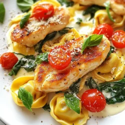 To make Marry Me Chicken Tortellini, you need fresh and flavorful ingredients. Here&rsquo;s what you will need: - 2 boneless, skinless chicken breasts - 1 teaspoon garlic powder - 1 teaspoon Italian seasoning - Salt and pepper to taste - 2 tablespoons olive oil - 1 cup cherry tomatoes, halved - 1 cup heavy cream - &frac12; cup chicken broth - 1 cup spinach, chopped - 1 package (9 oz) cheese tortellini - &frac12; cup grated Parmesan cheese - Fresh basil leaves for garnish These ingredients combine to create a rich and creamy dish. The chicken gives protein, while the tortellini adds heartiness. You might already have some of these pantry staples. Here&rsquo;s a quick list: - Olive oil - Garlic powder - Italian seasoning - Salt - Pepper - Chicken broth These items are essential for flavor. They help create that comforting taste you crave after a long day. Garnishes make your dish look and taste even better. Here are some great options: - Fresh basil leaves Basil adds a bright, fresh flavor. It also makes your plate look pretty! You can chop it or leave the leaves whole for a pop of color. Use these ingredients and tips to make your Marry Me Chicken Tortellini shine. Each element plays a key role in crafting a meal that feels special, even on a busy weeknight. {{ingredient_image_1}} To start, take the two boneless, skinless chicken breasts. Season them well with garlic powder, Italian seasoning, salt, and pepper. This step adds great flavor. Heat two tablespoons of olive oil in a large skillet over medium heat. Once it&rsquo;s hot, add the chicken. Cook each side for about 5-6 minutes. You want the chicken to be golden brown and fully cooked. After cooking, remove the chicken from the skillet and set it aside. In the same skillet, add one cup of halved cherry tomatoes. Cook them for about 2-3 minutes, until they start to soften. Next, pour in one cup of heavy cream and half a cup of chicken broth. Stir the mixture well and bring it to a gentle simmer. This will create a rich, creamy sauce. Add one cup of chopped spinach and let it cook down for about 2 minutes. The spinach will wilt nicely in the sauce. While the sauce simmers, cook one package of cheese tortellini according to the package instructions. Once cooked, drain the tortellini and add it to the skillet with the creamy sauce. Slice the cooked chicken breasts and place them on top of the tortellini. Sprinkle half a cup of grated Parmesan cheese over everything. Stir gently to combine all the flavors. Serve hot and garnish with fresh basil leaves. This adds a lovely aroma and a pop of color to your dish. Enjoy your meal! To make the chicken tender and juicy, start with quality meat. Choose boneless, skinless chicken breasts. Season them well with garlic powder, Italian seasoning, salt, and pepper. This brings out the flavor. Heat olive oil in a skillet over medium heat. Once hot, add the chicken. Cook for 5-6 minutes on each side. You want them golden brown and fully cooked. This step is key to having great meat in your dish. For a rich and creamy sauce, you need heavy cream. Pour the cream into the skillet after cooking the tomatoes. Mix it well with chicken broth. This creates a smooth base. Don&rsquo;t forget to add chopped spinach next. It adds color and nutrition. Stir the mixture until it simmers gently. This way, the sauce thickens and becomes creamy. Add grated Parmesan cheese at the end. It melts into the sauce and enhances the flavor. To make this meal special, serve it in elegant bowls. Garnish each bowl with fresh basil leaves for a pop of green. You can also sprinkle more Parmesan cheese on top. Pair this dish with a light salad or garlic bread. A glass of white wine complements the flavors well. Light some candles for a cozy atmosphere. This dish is not just a meal; it&rsquo;s an experience. Enjoy every bite! Pro Tips Use Fresh Ingredients: For the best flavor, opt for fresh spinach and ripe cherry tomatoes to elevate your dish. Perfectly Cooked Chicken: Ensure your chicken is cooked to an internal temperature of 165&deg;F (75&deg;C) for safety and juiciness. Customize Your Cheese: Feel free to experiment with different cheeses like mozzarella or goat cheese for a unique twist. Garnishing Tip: Add a squeeze of lemon juice over the dish before serving for a refreshing zing that complements the flavors. {{image_2}} You can easily make a vegetarian version of Marry Me Chicken Tortellini. Swap the chicken for hearty mushrooms or zucchini. Use extra firm tofu for protein. Season it just like the chicken to keep that rich flavor. Add more veggies like bell peppers or carrots to enhance the dish. You still get that creamy sauce with the same delicious taste. If you need a gluten-free meal, choose gluten-free tortellini. Many brands offer tasty options made from rice or chickpeas. Make sure to check the label for gluten-free certification. You can also use gluten-free pasta, like penne or fusilli. The sauce remains creamy and packed with flavor. Cheese adds a lovely touch to this dish. Instead of Parmesan, you can try pecorino or asiago for a different flavor. If you want a creamy finish, use cream cheese or mascarpone. Mixing cheeses can elevate the taste and richness. Just sprinkle your choice on top for a cheesy finish. After you finish your meal, let the dish cool down. Place any leftovers in an airtight container. It will stay fresh in the fridge for up to three days. Make sure to store the chicken and tortellini together. This keeps the flavors intact. Always label the container with the date. This way, you know how long it's been there. If you want to save some for later, freezing is a great option. First, allow the dish to cool completely. Then, transfer it to a freezer-safe container. Make sure to leave some space at the top for expansion. You can freeze it for up to three months. When you&rsquo;re ready to eat, just thaw it in the fridge overnight. To reheat, you can use the microwave or stovetop. If using the microwave, place your serving in a bowl. Cover it with a damp paper towel to keep it moist. Heat it for about two minutes, stirring halfway. If you prefer the stovetop, heat it in a skillet over low heat. Add a splash of chicken broth or cream to keep it creamy. Stir until it's hot and ready to enjoy again. Marry Me Chicken is a fun dish. It got its name because people say it&rsquo;s so good, it can make someone want to propose! The dish mixes chicken with creamy sauce and pasta. It has roots in Italian cooking. However, it gained fame on social media. Now, many love to make it at home, especially with tortellini. Yes, you can use other pasta types. Any pasta shape works well. Try penne, fettuccine, or even spaghetti. Just cook it as the package says. Make sure to mix it well with the sauce. The key is to enjoy the creamy flavors, no matter the pasta. To spice things up, add red pepper flakes. Start with a pinch and taste. You can also use spicy sausage instead of chicken. Another option is to add jalape&ntilde;os or hot sauce. Adjust the spice to fit your taste. Enjoy the heat with the creamy sauce! In this article, I covered how to make Marry Me Chicken Tortellini. We reviewed the main ingredients, like chicken and tortellini, and key pantry items. I shared tips for cooking chicken and creating a creamy sauce. You can enjoy variations for gluten-free or vegetarian diets. In the end, this dish brings warmth and love to the table. Whether for a romantic dinner or a cozy night in, it&rsquo;s sure to impress. Enjoy making this flavorful meal your own!