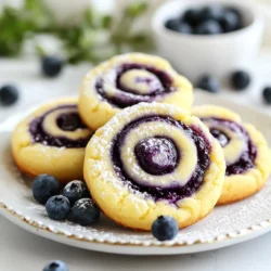 To make Blueberry Cheesecake Swirl Cookies, you will need a few simple ingredients. Each one plays a key role in making these cookies tasty and fun. Here’s what you need: - 1 cup all-purpose flour - 1/2 teaspoon baking soda - 1/4 teaspoon salt - 1/4 cup unsalted butter, softened - 1/4 cup cream cheese, softened - 1/2 cup granulated sugar - 1/2 teaspoon vanilla extract - 1 egg - 1/2 cup fresh blueberries - 1 tablespoon lemon juice - 2 tablespoons powdered sugar (for blueberry swirl) Each ingredient adds flavor and texture. The flour gives the cookies structure. Baking soda helps them rise and become fluffy. Salt enhances the sweetness of the sugar. Softened butter and cream cheese create a rich, creamy base. They make the cookies taste like cheesecake. Sugar adds sweetness, while vanilla gives a warm, inviting flavor. The egg binds all the ingredients together. Fresh blueberries are the stars of the show. Their juice creates a beautiful swirl. Lemon juice brightens the flavor, making it zesty. Finally, powdered sugar mixes with the blueberries for a lovely swirl topping. Gather these ingredients, and you are ready to bake a delightful treat! {{ingredient_image_1}} 1. Preheat Oven and Prepare Baking Sheet Set your oven to 350°F (175°C). Line a baking sheet with parchment paper. This helps the cookies not stick. 2. Whisk Dry Ingredients Together In a medium bowl, mix 1 cup of all-purpose flour, 1/2 teaspoon of baking soda, and 1/4 teaspoon of salt. This blend makes sure the cookies rise well. 3. Cream Butter, Cream Cheese, and Sugar In a large bowl, beat together 1/4 cup of softened butter, 1/4 cup of softened cream cheese, and 1/2 cup of granulated sugar. Mix until it is smooth and fluffy. This step adds rich flavor. 1. Incorporate Egg and Vanilla Extract Add 1 egg and 1/2 teaspoon of vanilla extract to the buttery mix. Stir until everything is mixed well. 2. Combine Dry and Wet Mixtures Slowly add the dry mix to the wet mixture. Stir gently until just combined. Don’t overmix to keep the cookies soft. 1. Prepare the Blueberry Mixture In a small bowl, mash 1/2 cup of fresh blueberries with 1 tablespoon of lemon juice and 2 tablespoons of powdered sugar. This creates a fruity swirl. 2. Fold in Blueberries Gently fold half of the blueberry mix into the dough. Make sure it’s swirled, not fully mixed in. 3. Swirl Blueberry Mixture into Dough Use the rest of the blueberry mix to dollop onto the dough. Use a toothpick to create a marbled effect. This step makes each cookie unique. 1. Drop Cookie Dough on Baking Sheet Use tablespoons to drop the dough onto the prepared baking sheet. Leave space between each mound for spreading. 2. Add Blueberry Swirl Add the remaining blueberry swirl on top of each cookie. Swirl it gently with a toothpick. 3. Bake and Cool Bake the cookies for 10-12 minutes until the edges turn lightly golden. Let them cool on the sheet for a few minutes. Then, move them to a wire rack to cool completely. This cooling step helps them firm up. How to Avoid Overmixing To keep that beautiful swirl, mix gently. When you fold in the blueberry sauce, only stir until you see swirls. Too much mixing makes it one color. That takes away the fun of the blueberry swirl! Techniques for Marbling Use a toothpick or small spatula to swirl the blueberry mix. Start from the edge and move to the center. Make sure to keep the swirl light. This creates a lovely marble look that is eye-catching and tasty. Baking Time and Temperature Bake your cookies at 350°F (175°C) for 10-12 minutes. Look for light golden edges to know they are ready. This gives a soft inside and a slight crunch outside. Preventing Overbaking Keep an eye on your cookies as they bake. If you see the edges turning dark, take them out. Cookies continue to cook a bit after you remove them. This keeps them soft and chewy. Serving Suggestions Serve your cookies on a nice plate. Add a few fresh blueberries for color. This makes your cookies look special and inviting. Dusting with Powdered Sugar Sprinkle a little powdered sugar on top of the cookies. This adds sweetness and looks pretty. It’s a simple way to impress your guests! Pro Tips Use Fresh Blueberries: For the best flavor and texture, always opt for fresh blueberries instead of frozen ones. They will provide a burst of juice that enhances the cookie's overall taste. Don’t Overmix: When folding in the blueberry mixture, be careful not to overmix the dough. This will help maintain the beautiful swirl effect and keep the cookies tender. Chill the Dough: If you have time, chill the cookie dough for about 30 minutes before baking. This helps the cookies hold their shape and prevents them from spreading too much in the oven. Watch the Baking Time: Every oven is different, so keep an eye on the cookies as they bake. Remove them from the oven when the edges are lightly golden for the best texture. {{image_2}} Other Fruit Options You can switch up the blueberries for other fruits. Raspberries, strawberries, or blackberries work great too. Each fruit will bring its own taste twist. For example, raspberries add a nice tartness. Strawberries give a sweet flavor, making your cookies unique. Adding Chocolate Chips If you love chocolate, try adding chocolate chips. Mix in half a cup of chips with the dough. This adds a rich taste and a fun texture. The chocolate pairs well with the creamy cheesecake flavor. You can even use white chocolate for a sweeter treat. Gluten-Free Substitutions If you need gluten-free cookies, use gluten-free flour. Almond flour or a gluten-free blend works well. Just make sure to check the package for the right amount. This way, everyone can enjoy these tasty cookies. Vegan Modifications To make vegan cookies, swap the butter for coconut oil. Use a flax egg instead of a regular egg. Mix one tablespoon of flaxseed meal with two and a half tablespoons of water. Let it sit for a few minutes until it thickens. This will help bind the cookies without using eggs. - Best Storage Containers: I recommend using an airtight container for your cookies. This keeps them fresh. Glass or plastic containers work well. You can also use a zip-top bag if you don’t have other options. - Keeping Cookies Fresh: To keep your blueberry cheesecake swirl cookies fresh, store them at room temperature. They stay good for about five days. If you want them to last longer, consider freezing them. - Freezing Instructions: To freeze your cookies, let them cool completely first. Place them in a single layer on a baking sheet. Once frozen, transfer them to an airtight container or a zip-top bag. They can last for up to three months in the freezer. - Thawing Tips: When you’re ready to enjoy your cookies, take them out of the freezer. Let them sit at room temperature for about 30 minutes. If you want them warm, pop them in the oven at a low temp for a few minutes. Enjoy the fresh taste! You can check cookies by looking for a few signs. The edges should be lightly golden. The center should look set but still soft. If the cookies are too golden, they may be overbaked. Adjust baking time if needed. If your oven runs hot, reduce the time by a minute or two. If your cookies look too soft, give them an extra minute. Yes, you can use frozen blueberries. They may change the texture a bit. Frozen blueberries often have more juice, which can make the cookies wetter. You might end up with a softer cookie. To use frozen blueberries, add them straight from the freezer. Do not thaw them first. This will help keep the color and flavor more vibrant. To keep your cookies soft, use a few simple tips. First, don't overmix the dough. Overmixing can make them tough. Make sure to cream the butter and cream cheese well. This adds air and makes the cookies fluffy. Another tip is to store the cookies in an airtight container. This keeps moisture in and helps them stay soft longer. You can create delicious blueberry swirl cookies with simple steps and fresh ingredients. We covered essential ingredients, prep work, and mixing for the perfect dough. You learned tips to swirl without overmixing and bake them to perfection. We also discussed variations and storage tips to keep them fresh. Enjoy baking and sharing these cookies. They will impress anyone who tries them. Your creations can always adapt to new flavors or diets. So grab those blueberries and start baking!