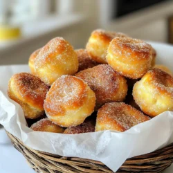 To make these tasty cinnamon sugar pretzel bites, you need the following: - 1 ½ cups warm water (110°F - 115°F) - 1 packet (2 ¼ teaspoons) active dry yeast - ¼ cup granulated sugar - 4 cups all-purpose flour - ½ teaspoon salt - ½ cup baking soda - 1 large egg, beaten (for egg wash) - ½ cup unsalted butter, melted - ¾ cup granulated sugar (for coating) - 1 tablespoon ground cinnamon You can change some ingredients if needed: - If you don't have active dry yeast, use instant yeast. Use the same amount. - You can replace all-purpose flour with bread flour for a chewier texture. - If you need a dairy-free option, use melted coconut oil instead of butter. - Brown sugar works well too; it adds a deeper flavor. Gather these tools to make your pretzel bites: - Large mixing bowl for dough - Measuring cups and spoons for accuracy - Clean surface for kneading - Sharp knife or dough cutter for cutting - Slotted spoon for boiling - Baking sheet lined with parchment paper - Small bowl for egg wash - Oven for baking With these ingredients and tools, you're all set to create delicious cinnamon sugar pretzel bites! {{ingredient_image_1}} Making cinnamon sugar pretzel bites is fun and easy! First, gather your ingredients and tools. You will need warm water, yeast, sugar, flour, salt, baking soda, an egg, butter, sugar, and cinnamon. This recipe takes about 1 hour and 30 minutes, but most of that is waiting. You will make dough, boil, and bake the pretzel bites. 1. Start by mixing warm water and yeast in a large bowl. Let it sit for 5 minutes until it looks frothy. 2. Add ¼ cup of granulated sugar to the yeast mix. Stir it well to combine. 3. Gradually add 4 cups of flour and ½ teaspoon of salt. Mix until a soft dough forms. 4. Knead the dough on a floured surface for about 5 minutes. You want it to be smooth and elastic. 5. Place the dough in a greased bowl. Cover it with a kitchen towel. Let it rise in a warm spot for about 1 hour or until it doubles in size. 1. Preheat your oven to 425°F (220°C). Line a baking sheet with parchment paper. 2. In a large pot, bring 10 cups of water and ½ cup of baking soda to a boil. 3. After the dough has risen, punch it down. Turn it out onto a floured surface and divide it into 8 equal pieces. 4. Roll each piece into a rope, about 1 inch thick. Cut each rope into 1-inch pieces to make bite-sized nuggets. 5. Carefully drop the nuggets into the boiling water for about 30 seconds. Use a slotted spoon to remove them and place them on the baking sheet. 6. Brush the tops of the nuggets with a beaten egg. Then, sprinkle them with the cinnamon-sugar mix (¾ cup sugar and 1 tablespoon cinnamon). 7. Bake for 12 to 15 minutes until they turn golden brown. 8. Once baked, brush the warm pretzel bites with melted butter. Enjoy them fresh and warm! To make the best cinnamon sugar pretzel bites, start with the right water temperature. Warm water should be between 110°F and 115°F. This helps the yeast grow. Allow the yeast to sit until it gets frothy. This step is key for good rise. Knead the dough for about five minutes. It should feel smooth and elastic. If the dough feels sticky, add a bit more flour. Let it rise in a warm place for one hour. This makes the dough light and fluffy. When you shape your pretzel bites, roll each piece into a rope. Keep it about one inch thick. Cut them into bite-sized pieces. Make sure they are even in size for even cooking. Boil the pretzel bites in a mixture of water and baking soda. This adds a nice texture and flavor. Don't boil them for too long; thirty seconds is just right. Serve your warm pretzel bites in a rustic basket. Line the basket with parchment paper for a nice look. They taste great by themselves, but you can add dips too. Cream cheese frosting or vanilla glaze pairs well. You can also try a chocolate dip for a sweet twist. One common mistake is not letting the dough rise enough. If it’s not doubled in size, your bites will be dense. Another mistake is skipping the boiling step. This can lead to tough pretzel bites. Also, be careful with the baking time. If you leave them in the oven too long, they will burn. Keep an eye on them as they bake. Finally, don't forget to brush them with melted butter right after baking. This adds extra flavor and keeps them soft. Pro Tips Use Warm Water: Ensure the water is between 110°F and 115°F to properly activate the yeast, which helps the dough rise effectively. Knead Until Smooth: Knead the dough for about 5 minutes until it is smooth and elastic; this develops the gluten, giving pretzels their chewy texture. Boiling Step is Key: Boiling the pretzel nuggets in baking soda water before baking creates a unique crust and enhances the pretzel flavor. Brush with Butter: Brushing the baked pretzels with melted butter while they are still warm adds richness and helps the cinnamon sugar stick better. {{image_2}} You can change the flavor of your pretzel bites. Try adding a bit of vanilla extract to the dough for a sweet twist. For a fruity taste, mix in some finely chopped apples or dried cranberries. If you want a nutty flavor, add crushed nuts like almonds or pecans to the dough. These small changes make each batch unique and fun! Glazing your pretzel bites can add a special touch. After baking, try a simple glaze made of powdered sugar and milk. Just mix until smooth and drizzle it over the warm pretzels. You can also use chocolate or caramel sauce for a rich flavor. If you prefer savory, brush the bites with garlic butter after baking for a tasty garlic kick. If you want to skip the sweetness, go savory! Instead of cinnamon sugar, sprinkle the pretzel bites with Italian herbs like oregano or basil. You can also use cheese powder for a cheesy pretzel bite. Adding spices like paprika or cayenne gives a nice kick. These savory options are perfect for a snack at parties or game day! To keep your pretzel bites fresh, place them in an airtight container. This helps maintain their soft texture. Store them at room temperature for up to two days. If you want to keep them longer, use the freezing method. To freeze your pretzel bites, let them cool completely first. Then, line them in a single layer on a baking sheet. Freeze for about an hour until firm. Once frozen, transfer them to a freezer-safe bag or container. Label the bag with the date. They can last in the freezer for up to three months. To reheat frozen pretzel bites, preheat your oven to 350°F (175°C). Spread the bites on a baking sheet. Bake for 10-12 minutes until warm. If they are from room temperature, bake for about 5-7 minutes. For a crispier texture, toast them in a toaster oven. Enjoy them warm, brushed with melted butter and sprinkled with cinnamon sugar! Cinnamon sugar pretzel bites are soft, sweet snacks. They are small pieces of pretzel coated in cinnamon and sugar. The dough is made with warm water, yeast, flour, and sugar. After boiling, they get a golden crust in the oven. The best part? They are warm and buttery, perfect for snacking! Homemade pretzel bites last about 2 to 3 days when stored right. Keep them in an airtight container at room temperature. If you want them to last longer, you can freeze them. Just make sure they are fully cooled before freezing. Yes, you can make pretzel bites in advance! You can prepare the dough and shape the bites. Then, let them rise and boil them. After boiling, chill them in the fridge for up to a day. When ready to bake, simply brush with egg wash, coat with cinnamon sugar, and bake as usual. This makes it easy to enjoy fresh pretzel bites any time! In this post, we explored how to make delicious pretzel bites. We covered ingredients, tools, and step-by-step instructions. You learned tips for perfecting your bites and ideas for serving. We discussed variations and how to store leftovers. Remember, practice makes it easier each time. Enjoy trying different flavors and glazes. Homemade pretzel bites can be fun and tasty. They’ll impress your friends and family. Keep experimenting, and make them your own!