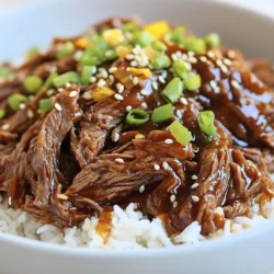 - 2 lbs beef chuck roast, cut into 1-inch cubes - 1 cup low-sodium soy sauce - 1/2 cup brown sugar - 1/4 cup sesame oil The beef chuck roast is the star of this dish. It becomes tender and juicy in the slow cooker. The soy sauce adds a rich, salty flavor. Brown sugar brings sweetness, balancing the saltiness. Sesame oil gives a nice, nutty taste. - 4 cloves garlic, minced - 1-inch piece ginger, grated - 1 tablespoon gochujang (Korean red chili paste) - 1 teaspoon black pepper Garlic and ginger add depth and warmth. Gochujang gives a spicy kick and a hint of sweetness. Black pepper enhances all the flavors, making them pop. - 3 green onions, chopped - 1 tablespoon sesame seeds - Cooked jasmine rice, for serving Green onions add a fresh crunch. Sesame seeds provide a nice touch and extra flavor. Serve it all over jasmine rice to soak up the sauce. This makes for a complete, satisfying meal. {{ingredient_image_1}} - Combine 1 cup of low-sodium soy sauce, 1/2 cup of brown sugar, and 1/4 cup of sesame oil in a large bowl. - Mix in 4 minced cloves of garlic, 1 inch of grated ginger, 1 tablespoon of gochujang, and 1 teaspoon of black pepper. This marinade brings deep flavors to the beef. The soy sauce adds saltiness, while brown sugar gives sweetness. Sesame oil adds a nutty taste. Gochujang brings mild heat and depth. Together, they create a marinade that packs a punch. - Toss 2 lbs of cubed beef chuck roast in the marinade until well coated. - Let the beef sit for at least 30 minutes or overnight for the best flavor. Marinating is key to great taste. The longer you let it sit, the more the beef absorbs those rich flavors. If you can, try marinating overnight in the fridge. - Transfer the marinated beef and any remaining marinade into the slow cooker. - Add sliced onion on top, then cover the pot. - Set the slow cooker to low heat and cook for 6-8 hours. Cooking low and slow is what makes this dish so tender. The beef will fall apart easily when done. After cooking, shred the beef with two forks and mix it with the sauce and onions. Serve it over jasmine rice for a complete meal. Time for Deep Flavor Marinate your beef for at least 30 minutes. For the best taste, let it sit overnight. This helps the flavors soak into the meat. The longer it marinates, the better it tastes. Think of it like giving your beef a nice, long spa day. Best Practices for Marinating Meat Use a large bowl or zip-top bag for marinating. Make sure all the beef pieces are coated well. Turn the beef occasionally if marinating in a bowl. If using a bag, flip it a few times. This ensures even flavor distribution. Slow Cooking Tips Cook your beef on low heat for 6-8 hours. This slow cooking breaks down tough fibers. In the end, you’ll get tender, delicious beef. Avoid opening the lid too often. Each time you lift the lid, heat escapes, which can slow down cooking. Perfect Shredding Technique Once the beef is cooked, use two forks to shred it. Pull the beef apart gently. Mix it back into the sauce for extra flavor. Shredded beef is great for serving and adds to the dish's texture. How to Present the Dish Serve the beef over a bed of jasmine rice. This adds a nice base for the rich sauce. Use a large spoon to scoop the beef and sauce onto the rice. Recommended Garnishes Top your dish with chopped green onions and sesame seeds. These add a pop of color and crunch. Feel free to get creative with your garnishes. A little extra flair makes the dish look even better! Pro Tips Marination Time: Allow the beef to marinate overnight for optimal flavor infusion. The longer the marination, the more tender and flavorful the beef will become. Layering Ingredients: Add the sliced onions on top of the beef in the slow cooker. This helps them steam and become tender while cooking, enhancing the overall flavor profile. Shredding Technique: Use two forks to shred the beef directly in the slow cooker. This not only saves time but also allows the beef to soak up more of the sauce as you mix it. Serving Suggestion: Serve the Korean beef with a side of pickled vegetables or kimchi for a traditional Korean dining experience that balances the dish's richness. {{image_2}} Easy Kimchi Recipe Kimchi is a must with Korean meals. To make it easy, use: - 1 head napa cabbage, chopped - 1/4 cup sea salt - 2 cups water - 1 tablespoon gochugaru (Korean red pepper flakes) - 2 cloves garlic, minced - 1-inch piece ginger, grated - 1 tablespoon fish sauce - 1 tablespoon sugar 1. Dissolve the salt in water. Soak the cabbage for 2 hours. 2. Rinse and drain. 3. Mix gochugaru, garlic, ginger, fish sauce, and sugar. 4. Coat the cabbage. 5. Let it sit for 24 hours before eating. Traditional Banchan Ideas Banchan are small side dishes that add flavor. Here are some options: - Pickled radish - Bean sprout salad - Seasoned spinach - Cucumber salad These dishes bring variety and texture to your meal. Korean Tacos Shells Korean tacos mix cultures and flavors. You need: - Corn tortillas - Slow cooker Korean beef, shredded - Fresh cilantro - Diced onions - Squeeze of lime 1. Fill each tortilla with beef. 2. Top with cilantro and onions. 3. Drizzle lime juice for freshness. Rice Paper Rolls with Korean Fillings These rolls are fresh and fun. Use: - Rice paper sheets - Shredded Korean beef - Sliced carrots - Cucumber strips - Fresh mint or cilantro 1. Soak rice paper in warm water. 2. Place fillings in the center. 3. Roll tightly and serve with a dipping sauce. Tofu or Mushroom Variants For a meatless meal, try these: - Firm tofu, cubed and marinated like beef. - Shiitake mushrooms, sliced and cooked until tender. You can follow the same slow cooker steps. Just adjust cooking time. Vegetable Stir-Fry Ideas A stir-fry adds crunch and color. Use: - Broccoli florets - Bell peppers, sliced - Snap peas - Carrots, julienned 1. Stir-fry with sesame oil. 2. Season with soy sauce, garlic, and ginger. These variations make your meal exciting and healthy! To store leftovers, place the beef in an airtight container. Make sure it cools down first. You can keep it in the fridge for up to 3 days. If you want to enjoy it later, freeze it instead. For best results, freeze the beef in a single layer on a baking sheet. After it's frozen, transfer it to a freezer bag. This way, it won't stick together. You can freeze it for up to 3 months. When you're ready to eat, thaw the beef in the fridge overnight. This keeps it safe and tasty. Avoid using hot water, as it can change the texture. The safest way to reheat is in the microwave or on the stove. Heat it slowly on low heat. Stir it often to keep it juicy. If using the microwave, cover it to keep moisture in. To maintain flavor and texture, add a splash of water or broth while reheating. This step helps keep the beef tender and flavorful. Enjoy your meal! - Steamed broccoli - Pickled cucumbers - Korean-style mashed potatoes - Simple salad with sesame dressing - Kimchi These sides add crunch and balance to your meal. They complement the rich flavors of the beef. Steamed broccoli brings color and nutrients. Pickled cucumbers add a tangy bite. Korean-style mashed potatoes are creamy and smooth. A simple salad with sesame dressing offers freshness. Don’t forget kimchi for that classic flavor! - Add more gochujang - Include sliced fresh chili peppers - Use chili oil in the sauce - Serve with spicy kimchi To make your dish spicier, add more gochujang. This will enhance the heat and flavor. You can also slice fresh chili peppers and toss them in. For an extra kick, drizzle some chili oil. Serving with spicy kimchi will also give that heat boost. Adjust the spice level to fit your taste! - Flank steak - Brisket - Round steak - Pork shoulder Yes, you can use different cuts of meat! Flank steak works well and is tender. Brisket offers a rich flavor and is great for slow cooking. Round steak is lean and can be used too. If you want to try pork, pork shoulder is a good choice. Each cut will give a unique taste and texture to your dish. This blog post showed you how to make Slow Cooker Korean Beef. You learned about key ingredients like beef chuck and gochujang. I shared easy steps for marinating and cooking. Tips helped ensure tender meat and great flavor. Remember, you can customize your dish with side options and storage tips. Enjoy experimenting with Korean flavors in your meals.