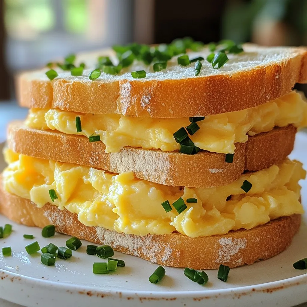 To make a delightful Tamago Sando, you need a few simple ingredients. Here is the list: - 4 large eggs - 2 tablespoons Japanese mayonnaise - 1 teaspoon soy sauce - 1 teaspoon mirin (optional) - Salt and pepper to taste - 4 slices of soft white bread - 1 teaspoon mustard (optional) - Fresh chives for garnish Each ingredient plays a key role in creating the perfect sandwich. The eggs provide a rich base. Japanese mayonnaise adds creaminess and depth. Soy sauce gives a touch of umami, while mirin can add a hint of sweetness if you choose to use it. The bread should be soft to hold the filling without falling apart. Mustard can add some zing, but it&rsquo;s optional. Chives bring freshness and color, making the sandwich visually appealing. Gather these ingredients, and you&rsquo;re ready to create a tasty Tamago Sando! {{ingredient_image_1}} To start, boil 4 large eggs in a pot of water. Set a timer for 9 to 10 minutes. This time gives you perfectly hard-boiled eggs. When they are done, quickly move the eggs to an ice bath. An ice bath cools the eggs fast. It also helps you peel them easily after. Leave the eggs in the ice bath for 5 minutes. Once the eggs cool, it's time to peel them. Gently tap each egg to crack the shell, then peel it off. Place the peeled eggs in a bowl and mash them with a fork. You want a creamy texture, but not too smooth. Next, add 2 tablespoons of Japanese mayonnaise, 1 teaspoon of soy sauce, and 1 teaspoon of mirin if you like. Be sure to season with salt and pepper to taste. Mix everything well until it is combined. Now, grab 4 slices of soft white bread. If you enjoy a bit of tang, spread a thin layer of mustard on one side of each slice. Place half of the egg mixture on two slices of bread. Then, top with the other two slices. This creates two sandwiches filled with egg goodness. For a neat look, you can trim the crusts off the sandwiches. This step is optional but makes the sandwiches more appealing. Finally, cut each sandwich into halves or quarters, based on your preference. For the finishing touch, garnish the top with finely chopped chives. This adds color and a nice flavor boost. Enjoy your Tamago Sando! To get that creamy texture, start with fresh eggs. Fresh eggs make the filling smooth and tasty. Boil your eggs for about 9 to 10 minutes. Then, cool them in an ice bath for 5 minutes. This stops the cooking and keeps the yolks bright. When you mash the eggs, use a fork. Press down gently until you have a nice blend. Avoid over-mashing; a few lumps add charm. For extra flavor, try adding a pinch of garlic powder or a dash of hot sauce. These small tweaks can really lift the taste! When it comes to bread, choose soft white bread. It holds the egg mixture well and adds a nice texture. You can also try brioche for a richer twist. Pair your Tamago Sando with a light drink, like green tea or lemonade. For sides, fresh fruit or a simple salad works well. To make your sandwich look great, garnish it with finely chopped chives. This adds color and a fresh taste. You can also cut the sandwich into fun shapes for kids or a casual gathering. Enjoy your delicious creation! Pro Tips Perfectly Boiled Eggs: To achieve the ideal creamy yolk, ensure you don't overcook the eggs; 9-10 minutes is key for hard-boiled perfection. Japanese Mayo Magic: Using Japanese mayonnaise adds a rich umami flavor. If unavailable, regular mayo will work, but consider adding a splash of rice vinegar for a similar tang. Sandwich Assembly: For a more gourmet touch, toast the bread lightly before assembly. This adds texture and prevents the bread from becoming soggy. Garnishing with Chives: Fresh chives not only enhance the visual appeal but also provide a delightful onion flavor. Feel free to substitute with green onions if preferred. {{image_2}} The classic Tamago Sando is simple yet delicious. It uses just a few key ingredients. You need eggs, mayonnaise, soy sauce, and soft white bread. I love how creamy and rich the egg mixture gets. It&rsquo;s a comfort food that many people enjoy in Japan. The blend of flavors is balanced and satisfying. You can easily add your twist to Tamago Sando. Consider mixing in fresh herbs like chives or dill for extra flavor. You can also add vegetables. Sliced cucumbers or shredded carrots add crunch and freshness. For bread, try using whole grain or even brioche. Each choice gives a new taste and texture. For those who avoid eggs, a vegan version is simple. Use mashed avocado or chickpeas instead. These options provide creaminess and protein. If gluten is a concern, choose gluten-free bread. Many brands offer soft, tasty choices that work great. These variations ensure everyone can enjoy Tamago Sando. To keep your Tamago Sando fresh, wrap each sandwich in plastic wrap. This shields the bread from drying out. Place the wrapped sandwich in an airtight container. Store it in the fridge. Your Tamago Sando will stay good for about two days. After that, the bread may become soggy. If you want to enjoy your sandwich warm, here are some tips. Start by unwrapping the sandwich. Use a skillet over low heat to warm it. This method helps keep the bread soft and the filling creamy. If you freeze your sandwiches, thaw them in the fridge overnight. Avoid using a microwave, as it can make the bread tough. Tamago Sando is a Japanese egg sandwich. It contains a creamy egg filling and soft bread. This dish comes from Japan&rsquo;s convenience stores and cafes. It&rsquo;s popular for breakfast or a quick snack. The simple recipe lets the egg shine. Yes, you can change some ingredients. If you want a different flavor, try adding more seasonings. You can use Dijon mustard instead of regular mustard for a kick. You can also add herbs like dill or parsley for extra taste. If you need a vegan option, try mashed tofu as a substitute for eggs. Serve Tamago Sando chilled or at room temperature. Cut it into halves or quarters for easy eating. You can pair it with a simple salad or some pickles. Enjoy it with a hot cup of tea or coffee for a balanced meal. To boil eggs well, start with cold water. Place the eggs in a pot and cover them. Bring the water to a boil, then reduce heat. Let the eggs cook for 9-10 minutes. After boiling, cool them quickly in an ice bath for 5 minutes. This helps stop the cooking and makes peeling easier. Tamago Sando is a simple yet delicious egg sandwich. We discussed its key ingredients, how to boil eggs, and create the perfect egg mixture. Assembling and serving the sandwich is fun and creative. Remember, fresh ingredients and flavor tweaks make a big difference. Don&rsquo;t hesitate to try different breads or add your favorite veggies. Enjoy this tasty treat as a snack or meal. With these tips, you can make a great Tamago Sando any time. Now, go make your own delicious sandwiches!