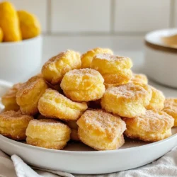 - 1 cup all-purpose flour - 2 tablespoons granulated sugar - 1 teaspoon baking powder - ½ teaspoon cinnamon - ½ teaspoon salt - 1 cup milk - 2 tablespoons unsalted butter, melted - 1 teaspoon vanilla extract - ¼ cup unsalted butter (for coating) - ½ cup granulated sugar (for coating) - 1 tablespoon cinnamon (for coating) In making baked churro bites, you need simple and fresh ingredients. The flour gives structure. Sugar adds sweetness. Baking powder helps the bites rise. Cinnamon brings warmth and spice. Salt balances flavors, while milk adds moisture. Melted butter gives richness and helps with texture. Vanilla extract enhances flavor, making each bite memorable. For the coating, you'll use more melted butter, sugar, and cinnamon. This mixture creates that classic churro taste. It makes the bites taste like a treat from a fair. Gather these ingredients to start your fun baking adventure. You will love how easy and tasty they are! {{ingredient_image_1}} - Preheat your oven to 375°F (190°C). - Prepare the baking sheet with parchment paper. Start by setting your oven to the right temperature. This step is key for perfect churro bites. While the oven heats, get your baking sheet ready with parchment paper. This will prevent sticking and make cleanup easy. - Combine dry ingredients in a large bowl. - Mix wet ingredients separately and combine. In a large bowl, mix together your dry ingredients. Add 1 cup of flour, 2 tablespoons of sugar, 1 teaspoon of baking powder, ½ teaspoon of cinnamon, and ½ teaspoon of salt. Stir well to blend everything together. Next, in another bowl, combine your wet ingredients. Pour in 1 cup of milk, add 2 tablespoons of melted butter, and 1 teaspoon of vanilla extract. Mix these well. Now, pour the wet mix into the dry ingredients. Stir until just combined. Be careful not to overmix; lumps are okay. - Form dough balls and place on baking sheet. - Bake and then coat churro bites. Use a tablespoon or cookie scoop to drop small balls of dough onto your prepared baking sheet. Leave some space between each ball. This helps them bake evenly. Bake them in your preheated oven for 12 to 15 minutes. They should be golden and cooked through when done. While they bake, prepare the coating. In a small bowl, mix ½ cup of sugar with 1 tablespoon of cinnamon. Once the churro bites are out of the oven, let them cool for about 5 minutes. Then, dip each warm bite into ¼ cup of melted butter. Roll them in the cinnamon-sugar mix until they are well coated. Finally, transfer your coated churro bites to a serving platter. - Optimal baking time and temperature: Bake your churro bites at 375°F for 12 to 15 minutes. This gives them a nice golden color. The heat cooks them evenly, making them soft inside and slightly crisp outside. - Checking for doneness: Look for a light golden brown color. You can also gently press the top. If it springs back, they are done! If you notice they look pale, give them another minute or two. - Achieving the perfect cinnamon-sugar coating: Mix ½ cup of sugar and 1 tablespoon of cinnamon in a bowl. The churro bites should be warm when you coat them. Dip each bite in melted butter first, then roll them in the cinnamon-sugar mix. This ensures they get a sweet, even coating. - Enhancing flavor with additional spices: For a twist, try adding nutmeg or cardamom to your sugar mix. These spices add a warm, cozy flavor that pairs well with cinnamon. Just a pinch can elevate your churro bites to the next level. Pro Tips Perfectly Sized Bites: Use a cookie scoop for even-sized churro bites that bake uniformly and look great on the plate. Flavor Variation: Experiment with different spices in the coating, such as nutmeg or cardamom, for a unique twist on the classic flavor. Keep it Warm: If serving at a party, keep the churro bites warm in a low oven (around 200°F) until ready to serve. Dipping Sauces: Offer a variety of dipping sauces like chocolate, caramel, or even a spicy chocolate sauce to complement the sweetness. {{image_2}} You can easily adapt baked churro bites for different diets. For gluten-free options, use a gluten-free flour blend. Make sure it has a good mix of starches and fibers for the best texture. This option keeps the bites light and fluffy, just like the original. If you want to make these churros vegan, swap out the butter and milk. Use coconut oil or vegan butter instead of regular butter. For milk, any plant-based milk works well. Almond, oat, or soy milk are great choices that won’t change the flavor much. Don't hesitate to get creative with flavors! You can add chocolate chips to the dough for a rich twist. Or, try adding a few drops of your favorite flavor extract, like almond or orange, to change things up. Coatings can also be fun to play with. Instead of just cinnamon and sugar, try adding a pinch of nutmeg or cocoa powder. This simple change can give your churro bites a new taste. You could even roll them in crushed nuts for a crunchy texture. Explore different coatings to find your favorite combination! To keep your baked churro bites fresh, store them in an airtight container. This helps prevent them from drying out. You can use a plastic container or a resealable bag. If you stack them, place parchment paper between layers to avoid sticking. Store them at room temperature for up to three days. For longer storage, you can freeze churro bites. First, let them cool completely. Then, place them in a single layer on a baking sheet. Freeze for about an hour until firm. After that, transfer the bites to a freezer-safe bag. They can last up to three months in the freezer. To reheat, place them on a baking sheet in a preheated oven at 350°F (175°C). Bake for about 10 minutes or until warm. This method keeps them soft and tasty. Enjoy your churro bites like they were fresh from the oven! How do I achieve crispy texture with baked churro bites? To get crunchy churro bites, bake them at 375°F. Make sure they are golden brown. A little extra time in the oven can help. Let them cool for a few minutes before coating. This helps them stay crisp. Can I make the dough ahead of time? Yes, you can make the dough early. Store it in the fridge for up to 24 hours. When you’re ready, scoop and bake. Just let it sit at room temperature for a bit before baking. What dipping sauces pair well with churro bites? Churro bites taste great with chocolate sauce or caramel. You can also try a fruity sauce like strawberry. These add a tasty twist that kids and adults love. Are baked churro bites healthier than fried ones? Yes, baked churro bites are a healthier choice. They use less oil than fried churros. You can enjoy them with fewer calories while still satisfying your sweet tooth. This article covered all you need to make baked churro bites. We discussed the key ingredients, simple steps, and useful tips. You learned about flavor variations and storage ideas, too. Baked churro bites are easy and fun to make. They can be healthy and tasty at the same time. Enjoy experimenting with different flavors and coatings. Don’t forget to share your results!