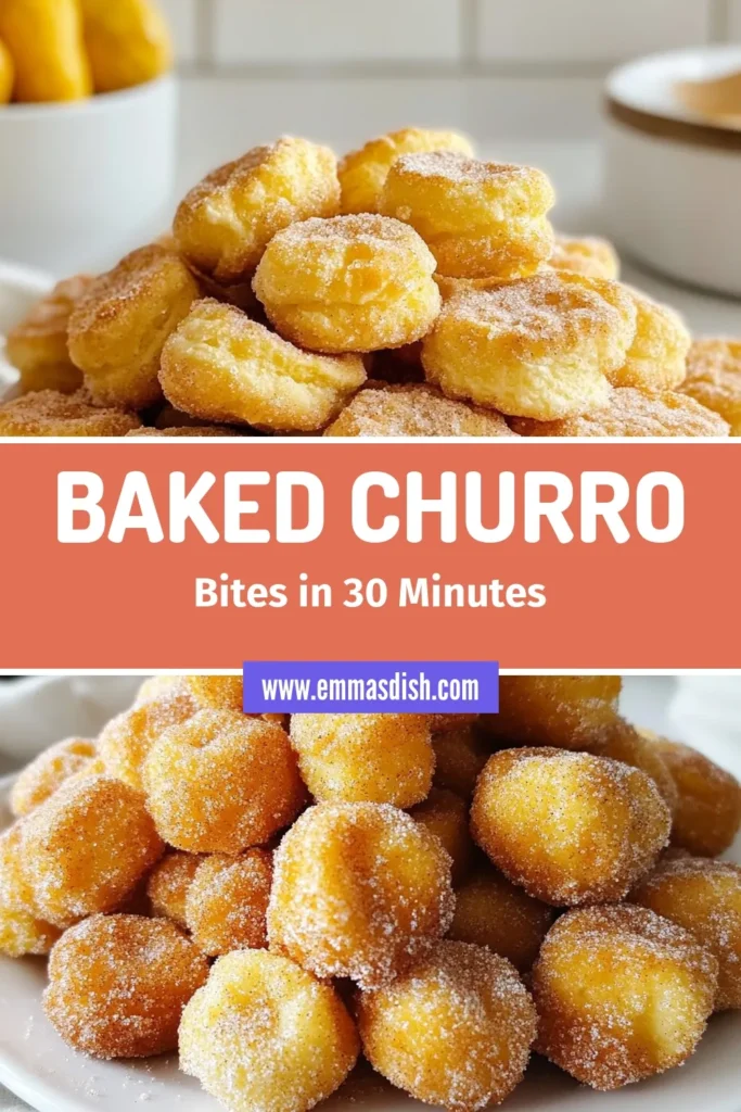 Indulge in these delectable baked churro bites that are easy to make and perfect for any dessert craving. This easy churro bites recipe features pillowy cinnamon sugar churros, baked until golden brown and rolled in a sweet cinnamon-sugar coating. Perfect for sharing, these churro bites with dipping sauce will elevate your dessert game. Try this simple baked dessert and wow your guests! Save this recipe for later! #BakedChurroBites #Churros #BakedDesserts #SweetTreats