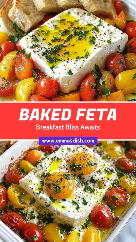 Start your day with a delightful Mediterranean baked feta breakfast that’s both cheesy and nutritious! This baked feta breakfast recipe features creamy feta, fresh veggies, and perfectly baked eggs, making it a standout among healthy breakfast ideas. Perfect for brunch, it’s easy to prepare and packed with flavor. Don’t miss out—try this Mediterranean brunch recipe today and elevate your morning routine! Save for later! #MediterraneanBakedFeta #HealthyBreakfastIdeas #CheesyBakedEggs #BrunchRecipes