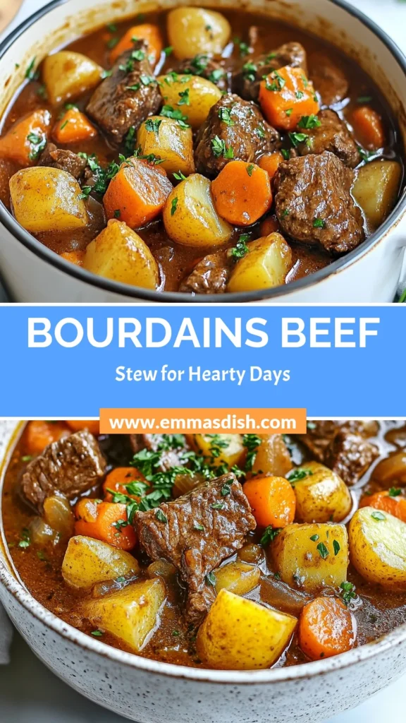 Elevate your cooking with this Anthony Bourdain inspired beef stew! This hearty beef stew recipe makes use of tender beef, flavorful vegetables, and aromatic spices, all simmered together in a Dutch oven for remarkable taste. Perfect for cozy nights, this homemade beef stew with vegetables is a must-try. Get ready to savor every bite! Save this delicious recipe for your next meal! #BourdainBeefStew #HeartyBeefStew #DutchOvenBeefStew #HomemadeBeefStew