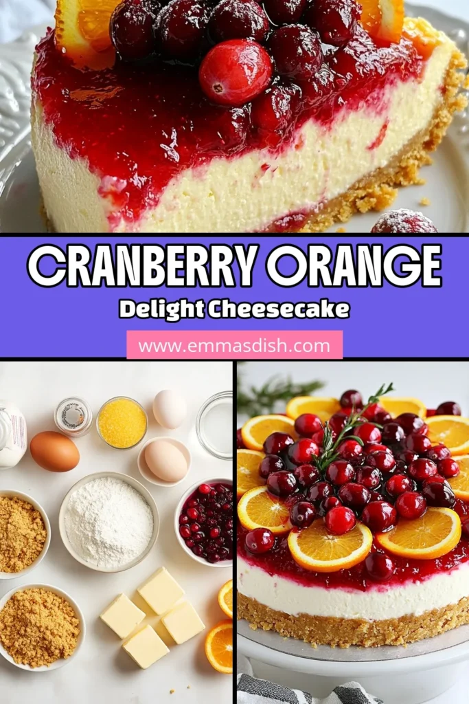 Indulge in this delicious Cranberry Orange Cheesecake, the perfect addition to your holiday dessert ideas! This easy cheesecake recipe combines rich cream cheese and zesty orange, topped with a festive cranberry sauce for a truly delightful treat. Impress your guests with this stunning cream cheese dessert that’s a showstopper at any gathering. Save this recipe and elevate your dessert game this season! #CranberryOrangeCheesecake #EasyCheesecakeRecipes #HolidayDessertIdeas #CreamCheeseDessert