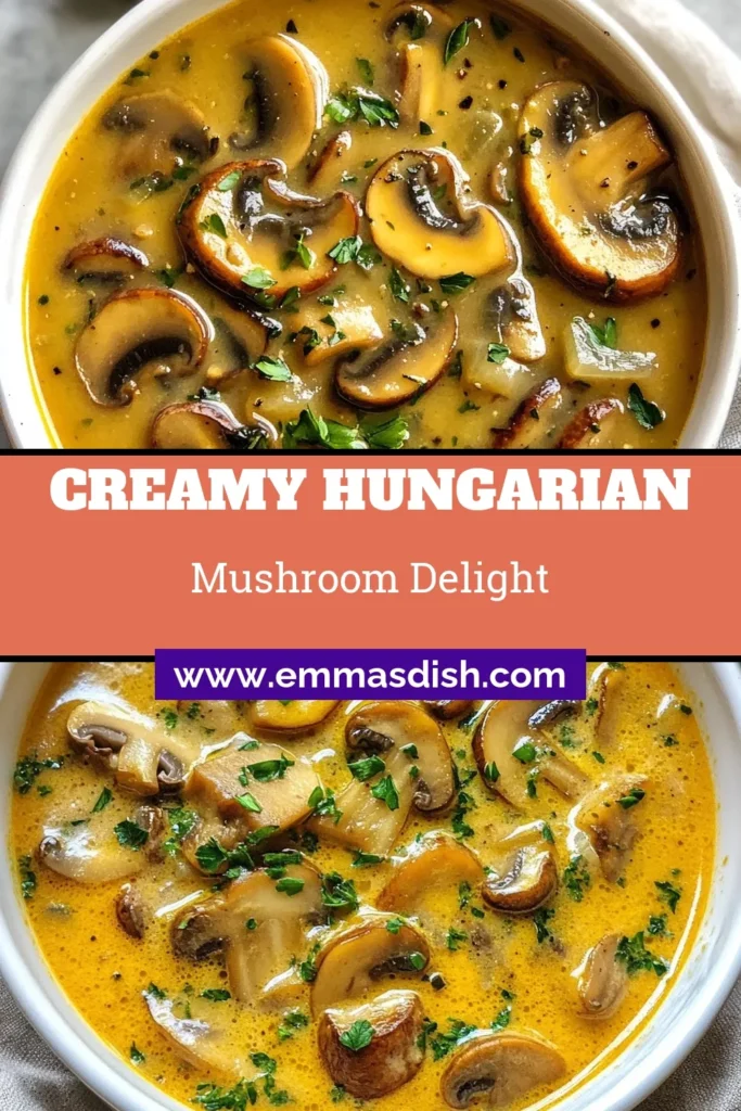 Discover the warmth of a hearty Hungarian mushroom soup recipe that’s perfect for any occasion. This savory mushroom soup is not only creamy but can easily be made as a vegan mushroom soup by opting for plant-based milk. Enjoy this easy Hungarian recipe that brings flavorful comfort to your table. Don't miss out—save this delicious recipe for later and get cooking! #HungarianMushroomSoup #SavoryMushroomSoup #VeganMushroomSoup #EasyHungarianRecipes
