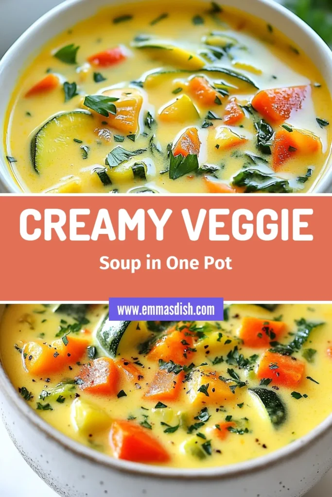 Discover the perfect comfort food with this One-Pot Veggie Soup that's both creamy and delicious. This Creamy Vegetable Soup Recipe combines the freshness of veggies with the richness of coconut milk, making it an easy vegan soup that's healthy and satisfying. Ready in just 30 minutes, this Coconut Milk Soup is ideal for busy weeknights. Save this recipe and bring warmth to your table tonight! #OnePotVeggieSoup #EasyVeganSoup #HealthyVeggieSoup #CoconutMilkSoup
