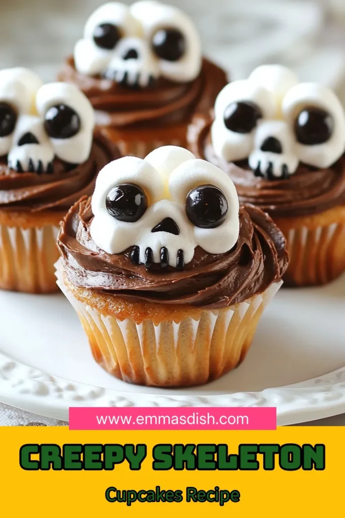Get ready for your Halloween party with these adorable Skeleton Halloween Cupcakes! This Skeleton cupcakes recipe combines rich chocolate flavor and a fun spooky design, making them perfect Halloween party desserts. Easy to make, these chocolate skeleton cupcakes will be a hit along with other spooky treats for Halloween. Gather your ingredients and whip up these delights! Save this recipe for your Halloween celebration! #HalloweenCupcakes #SpookyTreats #HalloweenDesserts #SkeletonCupcakes
