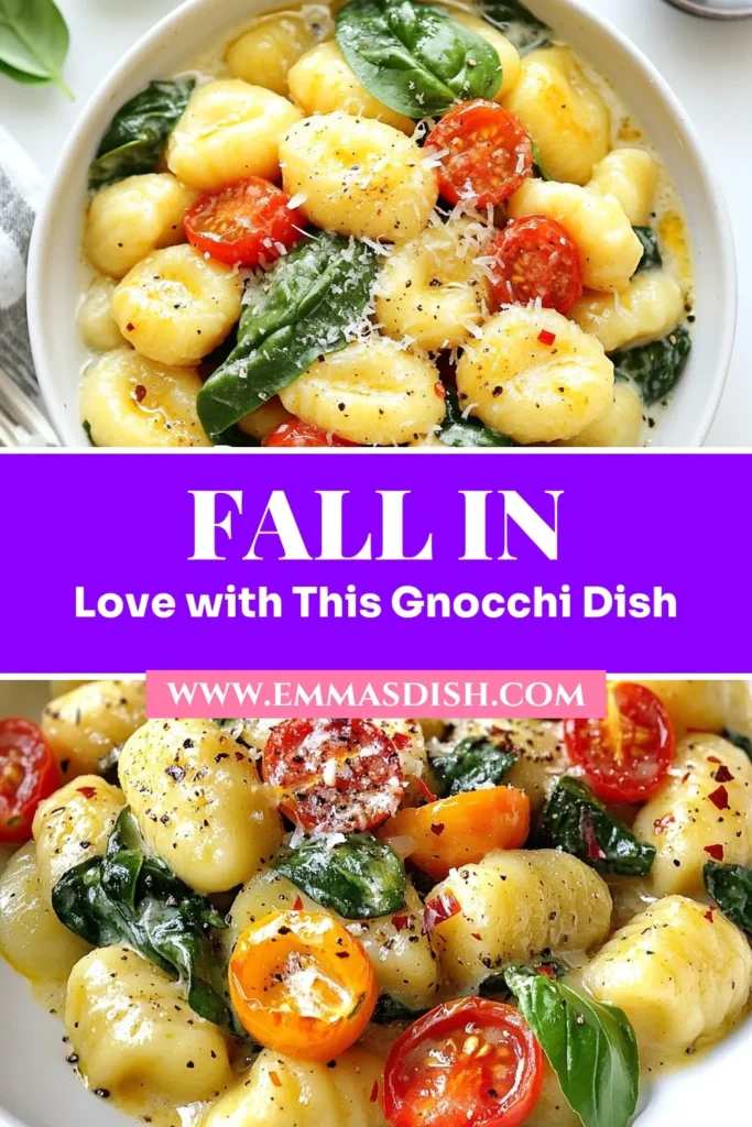 Discover the ultimate comfort food with this Marry Me Gnocchi recipe! This creamy gnocchi dish is so easy to make, it’s perfect for a quick weeknight dinner. With just a few simple ingredients like cherry tomatoes, fresh spinach, and Parmesan cheese, you can whip up one of the best easy gnocchi recipes in just 20 minutes. Impress your loved ones with this delightful dinner! Save this recipe for your next Italian night! #MarryMeGnocchi #GnocchiRecipes #CreamyGnocchi #ItalianDinnerRecipes