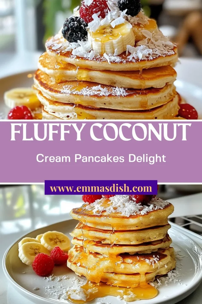Discover the ultimate Coconut Cream Pancakes recipe that will transport your taste buds to a tropical paradise! These fluffy coconut pancakes are made easy with coconut milk and coconut flour, perfect for breakfast or brunch. Enjoy light and delicious coconut milk pancakes topped with fresh fruit and extra coconut. Don't miss out on this delightful tropical pancake recipe – save now and bring a slice of the tropics home! #CoconutPancakes #BreakfastIdeas #TropicalVibes #HealthyRecipes