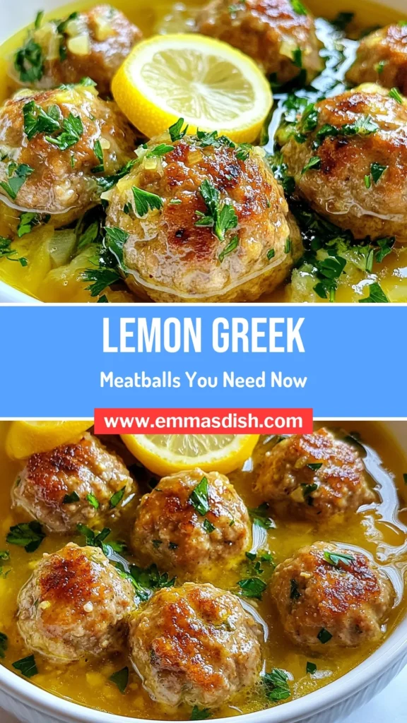 Discover a delightful Greek meatballs recipe featuring succulent ground beef meatballs simmered in a zesty lemon sauce. This Mediterranean meatballs dish is a fresh twist on traditional Greek cuisine recipes and will elevate your dinner table. Perfect for a cozy family meal, these lemon sauce meatballs are easy to make and bursting with flavor. Try this recipe today and savor the taste of Greece! Save for later! #GreekCuisine #MediterraneanRecipes #MeatballRecipe #LemonSauce