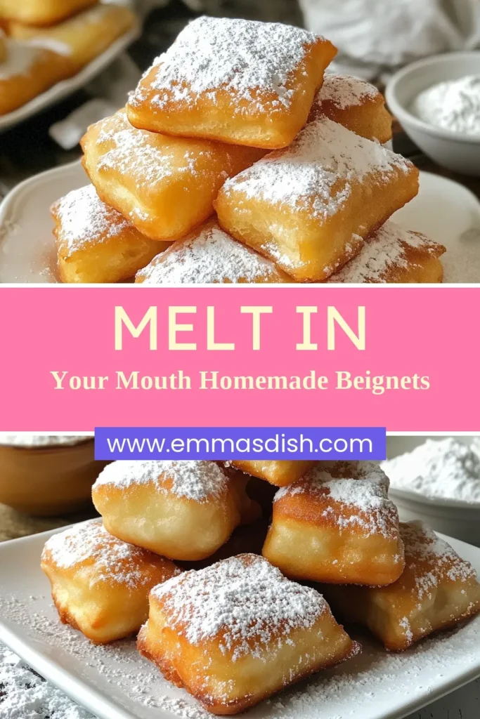 Discover the joy of making easy homemade beignets with this simple guide! This fluffy beignet recipe will show you how to make beignets that are perfect for any occasion. Golden brown and dusted with powdered sugar, these treats are sure to impress. In just 30 minutes, you’ll have delicious beignets ready to enjoy. Save this recipe for a sweet indulgence! #BeignetRecipe #FluffyBeignets #EasyHomemadeBeignets #PowderedSugarDelight