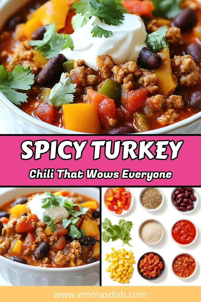 Discover this easy chili recipe with our spicy turkey chili recipe made in a slow cooker! This healthy turkey chili is packed with nutritious ingredients, including ground turkey and beans, making it a fantastic choice for a comforting meal. Perfect for meal prep or family dinners, this slow cooker chili with turkey is sure to satisfy. Try this ground turkey chili recipe today and save for later! #TurkeyChili #SlowCookerRecipes #HealthyEating #ChiliTime