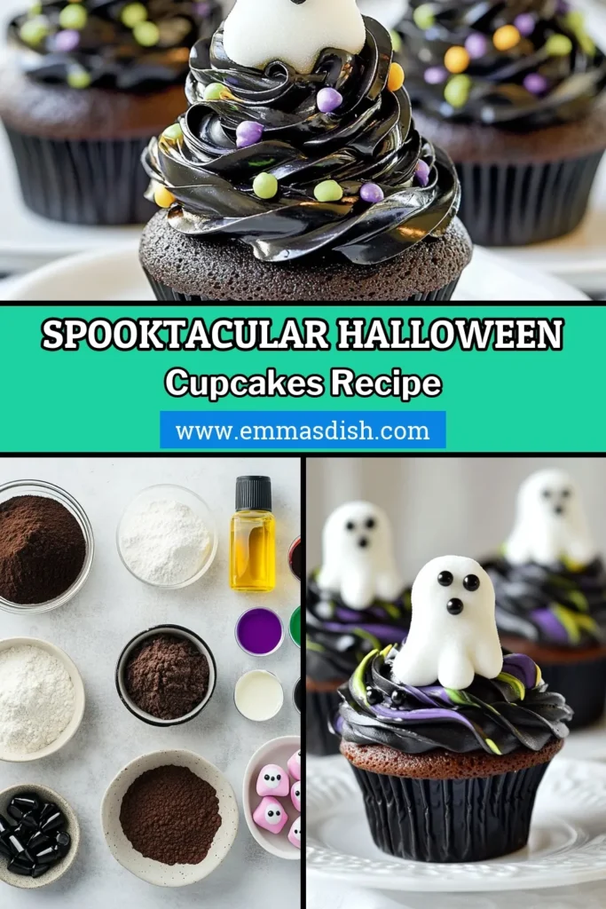 Create your own Haunted Halloween cupcakes with this easy Halloween cupcake recipe! These spooky cupcakes feature rich chocolate ghost cupcakes topped with colorful buttercream frosting and adorable edible googly eyes. Perfect for your Halloween festivities, these festive Halloween treats are sure to impress your guests. Get the full recipe, and let's bake some fun together! Save this recipe for your Halloween celebrations! #HauntedHalloweenCupcakes #HalloweenCupcakeRecipe #SpookyCupcakesRecipe #FestiveHalloweenTreats