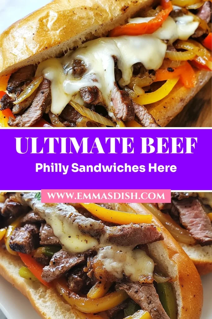 Craving a delicious Philly cheesesteak recipe? Try these savory beef sandwiches that are sure to impress! This easy beef hoagie recipe features thinly sliced sirloin, sautéed onions and peppers, and gooey provolone cheese, all served in toasted hoagie rolls. Perfect for a quick dinner or game day snack, these homemade cheesesteaks are a must-try. Save this recipe now and enjoy a taste of Philly tonight! #PhillyCheesesteak #SavoryBeefSandwich #HomemadeCheesesteaks #EasyBeefHoagies