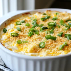 - 8 oz cream cheese, softened - 1 cup sour cream - 1 cup shredded cheddar cheese - 1 cup shredded pepper jack cheese - 4-5 fresh jalapeños, seeded and finely diced - 1/2 cup green onions, sliced - 1 teaspoon garlic powder - 1 teaspoon onion powder - 1/2 teaspoon smoked paprika - Salt and pepper to taste - 1/2 cup panko breadcrumbs (optional for topping) - 2 tablespoons olive oil (if using panko) Gather these ingredients before you start. Each one plays a key role in the flavor. The cream cheese and sour cream create a rich base. The cheddar and pepper jack add a creamy, cheesy goodness. Fresh jalapeños bring the heat, while green onions provide a fresh crunch. Spices like garlic powder, onion powder, and smoked paprika enhance the taste. Adjust the salt and pepper to make it just right for you. If you want a crispy top, use panko breadcrumbs with olive oil. This dip is easy to make and perfect for sharing. {{ingredient_image_1}} - Preheating the oven: Set your oven to 350°F (175°C). This is the perfect temperature for our dip. - Mixing the Base: In a large bowl, blend 8 oz of softened cream cheese with 1 cup of sour cream until it's smooth. This creamy base is key to the dip's texture. - Adding Ingredients: Now, stir in 1 cup each of shredded cheddar and pepper jack cheese. Then add 4-5 finely diced jalapeños and 1/2 cup of sliced green onions. For flavor, mix in 1 teaspoon each of garlic powder and onion powder, along with 1/2 teaspoon of smoked paprika. Season with salt and pepper to taste. Mix all these ingredients well until they are fully combined. - Transferring to baking dish: Pour the dip mixture into a baking dish. Spread it evenly with a spatula so it bakes nicely. - Optional topping: If you want a crunchy top, take 1/2 cup of panko breadcrumbs. Toss them with 2 tablespoons of olive oil until coated. Sprinkle this over the dip in the baking dish. - Baking time: Place the dish in the oven. Bake for 25-30 minutes. The dip is ready when it bubbles and the top is golden brown. This step-by-step guide makes it easy to create a tasty Game Day Jalapeño Popper Dip that everyone will love! To adjust the spice level, use fresh jalapeños. For less heat, remove seeds and membranes. If you like it hot, leave them in. You can also mix in a bit of hot sauce for extra kick. Fresh herbs can add a nice touch too. Consider adding cilantro or parsley for more flavor. These herbs brighten the dip and make it more colorful. The best dippers are tortilla chips, crackers, and fresh veggies. Tortilla chips bring crunch and flavor. Crackers add a nice texture too. Sliced bell peppers or cucumbers are great for a fresh bite. For a pretty finish, garnish the dip with chopped green onions. This adds color and a mild onion taste. Serve the dip hot for the best experience! Pro Tips Use Fresh Jalapeños: For the best flavor and heat, opt for fresh jalapeños instead of canned. Adjust the number according to your spice preference. Mix Cheeses: Experiment with different cheese blends to customize the flavor. Adding mozzarella can give a nice stretchy texture to the dip. Make Ahead: Prepare the dip a day in advance and store it in the refrigerator. Just bake it before serving for a quick and easy game day snack. Garnish for Presentation: Adding a sprinkle of fresh cilantro or a drizzle of hot sauce on top before serving can elevate the dish visually and flavor-wise. {{image_2}} If you want a dairy-free dip, use vegan cream cheese. It works well in this recipe. You can also replace shredded cheese with dairy-free cheese. This keeps the dip creamy and tasty without dairy. For extra heat, add diced chorizo or a splash of hot sauce. Chorizo adds a nice, smoky flavor. Hot sauce gives a kick that many love. Both options make the dip even more exciting. Try adding black beans or corn to the dip. Black beans bring protein and fiber, making it hearty. Corn adds sweetness and crunch, giving the dip great texture. These additions make your dip unique and fun. To keep your dip fresh, store it in an airtight container. This helps keep moisture in and air out. Place it in the fridge right after serving. It can stay fresh for about 3 to 4 days. If you want to keep it longer, consider freezing it. In the freezer, it can last for up to 2 months. Just make sure to let it cool completely before freezing. When you’re ready to eat your leftovers, you can reheat them in a few ways. The microwave is quick and easy. Use a microwave-safe dish and heat in 30-second bursts. Stir in between to warm it evenly. If you want a crisp top, use the oven. Preheat your oven to 350°F (175°C). Place the dip in an oven-safe dish and heat for about 15 minutes. This will help maintain that gooey, delicious texture. Enjoy your tasty dip just like the first time! Can I make this dip ahead of time? Yes, you can make this dip ahead. Prepare it, and keep it in the fridge. Just bake it right before serving. This saves time on game day. What can I use instead of panko breadcrumbs? You can use crushed tortilla chips or regular breadcrumbs. Both will add crunch. They will work well on top of the dip. Is this dip gluten-free? Yes, the dip can be gluten-free. Just skip the panko breadcrumbs or use gluten-free ones. The rest of the ingredients are naturally gluten-free. How spicy is this dip with fresh jalapeños? The dip has a mild to medium heat. If you want it spicier, use more jalapeños. You can also leave some seeds in for extra kick. Can I freeze this dip for later use? Yes, you can freeze the dip. Just make sure to seal it well. Thaw it in the fridge overnight before baking. It will still taste great! This blog post shared how to make a tasty jalapeño popper dip. We covered key ingredients, simple steps, and helpful tips for flavor. You learned about storage, reheating, and variations for different diets. With these easy steps and ideas, you can create a delicious dip for any gathering. I hope you enjoy making it as much as I do!