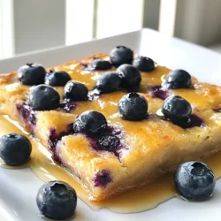 - 2 cups all-purpose flour - 1 tablespoon baking powder - 1 teaspoon baking soda - &frac12; teaspoon salt - 2 tablespoons sugar - 2 large eggs - 2 cups buttermilk - &frac14; cup melted butter (plus more for greasing) - 1 teaspoon vanilla extract - 2 cups fresh blueberries (or frozen if out of season) - Maple syrup (for serving) Fresh blueberries are key for this dish. They add a burst of flavor and juice. Their sweetness shines when baked. When you buy fresh blueberries, look for firm, plump ones. Avoid any that are mushy or have dark spots. If fresh blueberries are out of season, frozen ones work too. They still taste great and save time. Just toss them in frozen to keep the batter cool. Don&rsquo;t have all the ingredients? No problem! Here are some easy swaps: - Flour: Use whole wheat flour for a heartier option. - Buttermilk: Mix 1 cup of milk with 1 tablespoon of vinegar for a quick substitute. - Butter: Use coconut oil or vegetable oil if you prefer. - Sugar: Try using honey or maple syrup instead. Adjust to taste. These swaps keep the recipe tasty while fitting your pantry needs. {{ingredient_image_1}} 1. Preheat your oven to 350&deg;F (175&deg;C). Grease a 9x13 inch baking dish with melted butter. 2. In a large bowl, whisk together 2 cups of flour, 1 tablespoon of baking powder, 1 teaspoon of baking soda, &frac12; teaspoon of salt, and 2 tablespoons of sugar. Mix well. 3. In another bowl, beat 2 large eggs. Add 2 cups of buttermilk, &frac14; cup of melted butter, and 1 teaspoon of vanilla extract. Mix until smooth. 4. Slowly add the wet mix to the dry mix. Stir until just combined. Some lumps are okay. 5. Gently fold in 2 cups of fresh blueberries. Make sure they spread out evenly. 6. Pour the batter into the prepared baking dish. Spread it evenly. - Bake the casserole for 30-35 minutes. Check if the top is golden brown. - Insert a toothpick into the center. It should come out clean when done. - If the top browns too fast, cover it with foil halfway through baking. - Let the casserole cool for a few minutes after baking. This helps it firm up. - Slice into squares for serving. - Serve warm with maple syrup on top. For fun, add fresh blueberries on the plate! To get a fluffy and soft pancake casserole, mix the batter gently. Over-mixing can make it tough. When you combine the wet and dry ingredients, stir until just mixed. A few lumps are fine! This helps keep the texture light. If your casserole does not rise as expected, check your baking powder and baking soda. They should be fresh. If the top browns too fast, cover it with foil. If it comes out too dry, make sure you measure your flour correctly. Too much flour can lead to a dry texture. You can add more flavor by mixing in spices. A pinch of cinnamon or nutmeg adds warmth. For a twist, try adding a splash of almond extract. If you like crunch, fold in some chopped nuts or granola. Fresh lemon zest brightens the taste and pairs nicely with blueberries. Pro Tips Use Fresh Blueberries: Fresh blueberries provide the best flavor and texture. If using frozen, make sure to thaw and drain them to prevent excess moisture in the batter. Don&rsquo;t Overmix the Batter: When combining wet and dry ingredients, mix just until combined. A few lumps are okay; this helps keep the pancakes fluffy. Check for Doneness: Use a toothpick inserted in the center to check for doneness. If it comes out clean, your pancake casserole is ready! Let it Cool Slightly: Allow the casserole to cool for a few minutes before slicing. This helps the squares hold their shape better when serving. {{image_2}} You can swap out blueberries for other fruits. Strawberries, raspberries, or peaches work great. Use whatever is fresh and in season. This adds new flavors to your pancake casserole. You can even mix fruits for a fun twist. Just make sure to keep the fruit pieces small. For a gluten-free version, use gluten-free flour. Many brands offer great alternatives that work well. To make it vegan, replace eggs with flaxseed meal. Use a plant-based milk, like almond or oat milk, instead of buttermilk. These changes still make a tasty dish that everyone can enjoy. Add nuts for a crunchy texture. Chopped walnuts or pecans can enhance the flavor. You can also add spices like cinnamon or nutmeg. A hint of vanilla or almond extract boosts the taste too. These creative touches make your pancake casserole unique and delicious. Store any leftover Blueberry Buttermilk Pancake Casserole in an airtight container. This keeps it fresh for up to three days in the fridge. Make sure to let it cool completely before sealing it up. If you want to keep it longer, consider freezing. To reheat, cut the casserole into squares. Place a square on a microwave-safe plate. Heat it in the microwave for about 30-45 seconds, or until warm. You can also reheat it in the oven. Preheat your oven to 350&deg;F (175&deg;C). Place the squares on a baking sheet and warm them for about 10 minutes. If you want to freeze your pancake casserole, wrap it tightly in plastic wrap, then in foil. This helps prevent freezer burn. It can last up to three months in the freezer. To thaw, move it to the fridge the night before you plan to eat it. Once thawed, reheat as mentioned above for the best taste and texture. Yes, you can make this casserole ahead of time. Prepare the batter the night before and store it in the fridge. This way, you save time in the morning. Just pour the batter into the baking dish when you're ready to bake. If you do this, the flavors have more time to blend. If you don't have buttermilk, don't worry! You can make a quick substitute. Mix one cup of milk with one tablespoon of vinegar or lemon juice. Let it sit for about five minutes. This will sour the milk, mimicking buttermilk. You can also use plain yogurt or milk mixed with sour cream. To check if your casserole is done, insert a toothpick into the center. If it comes out clean, it&rsquo;s ready. You should also look for a lightly golden top. The edges might pull away from the pan slightly. These are good signs that your casserole is baked perfectly. In this blog post, we covered the essential ingredients and steps for making blueberry buttermilk pancake casserole. Fresh blueberries play a key role in flavor and texture. You learned practical tips for baking, storage methods, and how to customize the recipe to fit your diet. Remember to troubleshoot common issues for the best results. Keep experimenting with ingredients to make it your own. Enjoy your delicious creation and share it with others for a joyful meal!