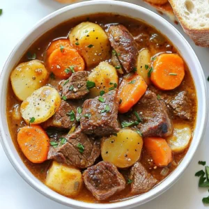 - 2 pounds beef chuck, cut into 1-inch cubes - 2 tablespoons olive oil - 1 large onion, chopped - 3 cloves garlic, minced - 4 medium carrots, sliced - 3 medium potatoes, chopped into bite-sized pieces The main ingredients bring flavor and texture to the stew. Beef chuck gives a rich taste. Olive oil helps brown the beef, adding depth. Onions and garlic provide a savory base. Carrots and potatoes add sweetness and heartiness. - 3 cups beef broth - 1 tablespoon tomato paste - 1 teaspoon dried thyme - 1 teaspoon dried rosemary - 2 bay leaves - Salt and pepper to taste The seasonings elevate the dish. Beef broth adds moisture and flavor. Tomato paste gives a hint of acidity. Thyme and rosemary bring warmth. Bay leaves add a herbal note. Salt and pepper balance the flavors. - 2 tablespoons cornstarch (optional, for thickening) - 2 tablespoons water (optional, for cornstarch slurry) If you want a thicker stew, use cornstarch. Mix it with water to create a slurry. This will help achieve the perfect consistency. {{ingredient_image_1}} - Saut&eacute;ing the beef First, set your Instant Pot to Saut&eacute; mode. Add two tablespoons of olive oil. Once the oil gets hot, add two pounds of beef chuck, cut into 1-inch cubes. Brown the beef in batches. This step adds flavor. After browning, remove the beef and set it aside. - Saut&eacute;ing onions and garlic In the remaining fat, add one large chopped onion and three minced garlic cloves. Saut&eacute; for about 2-3 minutes until the onions turn translucent. This softens the onions and releases their sweetness for a great base flavor. - Adding seasonings and broth Next, stir in one tablespoon of tomato paste, one teaspoon each of dried thyme and dried rosemary, and salt and pepper to taste. Cook this mixture for one minute. This blending of flavors will enhance the stew. After that, pour in three cups of beef broth. - Returning beef to the pot Now, return the seared beef to the pot. Add four sliced carrots and three chopped potatoes. Stir everything together until well mixed. Lastly, add two bay leaves to the mixture for depth. - Setting pressure cooking time Secure the lid on the Instant Pot. Set it to Manual or Pressure Cook for 35 minutes. This high-pressure cooking will tenderize the beef and meld the flavors. - Natural pressure release process Once the cooking time is up, allow for a natural pressure release for about 10-15 minutes. This step lets the stew settle and keeps it juicy. After that, manually release any remaining pressure. If you want a thicker stew, mix two tablespoons of cornstarch with two tablespoons of water. Stir this slurry into the stew and set the Instant Pot to Saut&eacute; mode again for 5-10 minutes. This will thicken your stew nicely. Don&rsquo;t forget to remove the bay leaves before serving! To get tender beef in your stew, always choose beef chuck. Cut it into 1-inch cubes for even cooking. Sear the beef first to lock in the juices. This step makes a big difference in texture. For flavor, don&rsquo;t skip the fresh herbs. Dried thyme and rosemary add depth. A splash of tomato paste boosts umami. One mistake is overcrowding the pot. Sear the beef in batches to brown it well. If you skip this step, the meat will steam instead of sear. This leads to tough beef. Another mistake is not seasoning enough. Taste your stew before serving. Adjust the salt and pepper to your liking. For a nice presentation, serve the stew in deep bowls. Garnish with fresh parsley for color. A sprinkle of black pepper adds a nice touch. Pair your stew with crusty bread. It&rsquo;s perfect for dipping and adds texture. You can also serve it with a simple salad for balance. Pro Tips Choose the Right Cut: Using beef chuck is ideal for stews because it becomes tender and flavorful when cooked under pressure. Layer Your Flavors: Searing the beef first builds depth in flavor, making the final dish even more delicious. Veggie Variations: Feel free to add other vegetables like peas or green beans for extra color and nutrition. Storage Tips: This stew freezes well! Store in airtight containers for a quick meal later. {{image_2}} You can switch the beef with other meats. Try using pork or chicken instead. Both options will give a different taste but still be delicious. If you want more veggies, add peas or celery. These veggies cook well and add extra color and nutrition. For a gluten-free stew, use gluten-free broth. Check labels on all ingredients to ensure they are safe for you. If you want a low-carb option, skip the potatoes. Instead, use turnips or cauliflower. These choices will keep the stew hearty without the extra carbs. You can boost the flavor by adding spices. Try paprika or cumin for a warm taste. If you love a richer flavor, add red wine or Worcestershire sauce. Both will deepen the stew's taste and make it even more satisfying. Adjust the seasoning to your liking and enjoy the new flavors! To keep your beef stew fresh, cool it first. Then, store it in an airtight container. Glass containers work best, as they do not stain and seal well. The stew will last for up to three days in the fridge. Always label your containers with the date. This helps you track how long it's been stored. Freezing beef stew is easy. Pour the cooled stew into freezer-safe bags or containers. Leave some space at the top, as it will expand. Seal the bags tightly and label them. Storing the stew this way can keep it fresh for up to three months. To thaw, place it in the fridge overnight or use the microwave. For reheating, I recommend using the stovetop. This method warms the stew evenly and keeps it tasty. Just pour it into a pot and heat it over medium-low heat. Stir often to prevent sticking. If you need it quick, the microwave works too. Place it in a microwave-safe bowl, cover it, and heat in short bursts. Stir in between to ensure it heats through. You can store beef stew in the fridge for up to four days. Make sure to keep it in an airtight container. This helps keep it fresh and safe to eat. If you need more time, consider freezing it. Yes, you can. Use water or vegetable broth instead. You can also try red wine or a mix of both. These options add flavor and keep the stew rich. Just remember that the taste may change slightly. If you don&rsquo;t have cornstarch, use flour instead. Mix it with water to create a slurry. You can also mash some of the potatoes in the stew for thickness. Another option is to use arrowroot powder. Each thickener will change the stew's texture a bit. You learned how to make a great beef stew in the Instant Pot. We covered the main ingredients, cooking steps, and helpful tips. I shared ways to store and reheat your stew, plus easy variations. Remember to saut&eacute; your beef and veggies well for the best flavor. Avoid overcrowding your pot to keep the stew tender. With these tips, you&rsquo;ll create a warm, tasty dish every time. Enjoy your cooking journey!