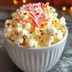 - 1/2 cup unpopped popcorn kernels - 1 cup white chocolate chips - 1/2 teaspoon peppermint extract - 1/2 cup crushed candy canes - 1/4 teaspoon sea salt - Optional: 1 tablespoon vegetable oil for popping To make peppermint white chocolate popcorn, you need a few simple ingredients. The main star is the popcorn itself. You start with half a cup of unpopped kernels. This will give you a fluffy base for all the tasty toppings. Next, you’ll need one cup of white chocolate chips. These will melt into a sweet coating. The peppermint extract adds a refreshing flavor. Just half a teaspoon will do the trick. Crushed candy canes are a must! You need half a cup to sprinkle on top. They add a fun crunch and a festive touch. A pinch of sea salt, just a quarter teaspoon, balances the sweetness perfectly. If you want to pop your kernels, you can use one tablespoon of vegetable oil. This is optional. You can also use an air popper for a lighter option. Feel free to experiment! You can add different toppings or even swap in other flavors. Each change can create a new twist on this treat. {{ingredient_image_1}} To start, you need to pop the popcorn. You can use a pot with oil or an air popper. If you choose the pot method, heat 1 tablespoon of vegetable oil over medium heat. Add 1/2 cup of unpopped popcorn kernels. Cover the pot and shake it gently. Listen for the popping sound. When the pops slow down to about two seconds apart, remove the pot from heat. If you want a healthier option, use an air popper. Just add the kernels and turn it on. You’ll have fluffy popcorn without oil in no time! Next, let’s melt the white chocolate. Grab a microwave-safe bowl and add 1 cup of white chocolate chips. Pour in 1/2 teaspoon of peppermint extract for that festive flavor. Microwave the bowl in 30-second intervals. Stir the chocolate after each interval until it’s smooth and melted. This step is key for a nice, even texture. Now it’s time to mix everything. In a large mixing bowl, add the popped popcorn. Carefully pour the melted white chocolate over the popcorn. Use a spatula to gently toss the popcorn. Make sure every piece is coated well. This helps to avoid clumping, so you get tasty, crunchy bites. To finish, sprinkle 1/2 cup of crushed candy canes and 1/4 teaspoon of sea salt over the popcorn. Give it another gentle toss. This adds a lovely crunch and a hint of saltiness. Spread the popcorn mixture out in a single layer on a parchment-lined baking sheet. Let it cool at room temperature for about 30 minutes. This helps the chocolate set properly. Once it’s cool, break the popcorn into clusters. Enjoy your delicious peppermint white chocolate popcorn! For crunchy popcorn, make sure to pop your kernels correctly. Use fresh kernels for the best results. If you use oil, heat it before adding the kernels. This step helps them pop better. After popping, spread the popcorn on a baking sheet to cool. This cooling time keeps it crisp. To avoid sogginess, let the melted chocolate cool slightly before using it. Hot chocolate can make popcorn wet. Also, don’t skip the cooling step after mixing. Allow the popcorn to set fully. This step ensures it stays crunchy. You can add more fun flavors to your popcorn. Try drizzling caramel or dark chocolate on top. Nuts like almonds or pecans can add a nice crunch. You can also sprinkle cinnamon or nutmeg for warmth. Experiment with other extracts too! Almond or vanilla extracts can give different tastes. Just remember to use them in small amounts. A little goes a long way! When serving peppermint popcorn, use festive bowls or clear bags. This way, everyone sees the fun colors! You can also stack it in jars for an eye-catching display. For gifts, package the popcorn in decorative bags. Add a ribbon or a tag for a personal touch. It makes a lovely treat for friends and family during the holidays! Pro Tips Choose Quality Chocolate: Opt for high-quality white chocolate chips for a smoother melt and better flavor. Crush Candy Canes Easily: Place candy canes in a zip-top bag and crush them with a rolling pin for even pieces. Popcorn Storage: Store any leftovers in an airtight container to keep the popcorn crunchy longer. Customize Flavors: Experiment with different extracts, such as vanilla or almond, for unique flavor variations. {{image_2}} You can change up the flavor of your popcorn in fun ways. Try adding dark or milk chocolate drizzles for a richer taste. Simply melt your choice of chocolate like you did with the white chocolate. Drizzle it over the popcorn after coating it with white chocolate. This adds a nice contrast and extra sweetness. You can also explore different flavored popcorn. Think about adding caramel or cheese popcorn for a unique twist. Each flavor brings its own joy and surprises your taste buds. This peppermint white chocolate popcorn is perfect for the holidays. You can add festive sprinkles or colored sugar for more cheer. Red and green sprinkles look great and taste yummy. You can even swap the candy canes for seasonal candies like chocolate-covered pretzels. For year-round enjoyment, change the extract. Use vanilla or almond instead of peppermint. This way, you can enjoy this treat anytime, not just during the holidays. If you want a vegan version, swap the white chocolate with dairy-free chocolate chips. Make sure to check that your popcorn is gluten-free, as some brands may not be. To replace white chocolate, use melted coconut butter mixed with a bit of maple syrup. This will give you a creamy texture while keeping it dairy-free. These adjustments make this treat suitable for many diets while still being delicious! To keep your peppermint white chocolate popcorn fresh, use an airtight container. Glass jars or plastic bins work well. Avoid containers that let in air or moisture. Store the popcorn in a cool, dry place away from light. Keeping it sealed helps it stay crisp and tasty. You can enjoy this treat for up to two weeks. After that, it may lose its crunch. Signs of spoilage include a stale smell or a soft texture. If you notice these changes, it’s best to toss it out. You can freeze peppermint white chocolate popcorn. Use a freezer-safe bag or container. Make sure to remove as much air as possible. When you want to eat it, set it in the fridge overnight to thaw. This method keeps the flavor and texture intact. Yes, you can use regular chocolate. Dark or milk chocolate adds a rich taste. It will change the look and flavor. White chocolate is sweet and creamy, while regular chocolate has a deeper flavor. If you want a fun twist, try mixing both types. This gives a unique taste to your peppermint white chocolate popcorn. You can make popcorn without oil using an air popper. Just put the popcorn kernels in the air popper. Turn it on, and wait for the popcorn to pop. It will take a few minutes. If you don’t have an air popper, you can put the kernels in a microwave-safe bowl. Cover it with a lid and microwave for about 3-5 minutes. This way, you get a healthier snack with less fat. If your popcorn is soggy, you can fix it. First, spread it out on a baking sheet. Then, bake it at a low temperature, like 200 degrees Fahrenheit, for about 10 minutes. This helps dry it out. To prevent sogginess in the future, make sure the popcorn cools completely before adding chocolate. Avoid using too much chocolate as well. This blog post covered how to make sweet, crunchy peppermint popcorn. We went through the key ingredients, steps for popping and coating, and finishing touches. I shared tips for perfect texture and creative ways to present your popcorn. You learned about variations and how to store it well. Now, you are ready to impress your friends and family with your popcorn skills. Enjoy every bite of your tasty treat and let your creativity shine!
