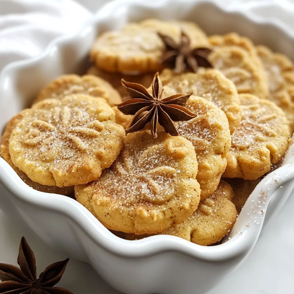 For my chai spice cookies, you need these key ingredients: - 2 cups all-purpose flour - 1 teaspoon baking soda - 1½ teaspoons ground cinnamon - 1 teaspoon ground ginger - ½ teaspoon ground cardamom - ¼ teaspoon ground allspice - ¼ teaspoon ground nutmeg - ½ teaspoon salt - ¾ cup unsalted butter, softened - 1 cup brown sugar, packed - ½ cup granulated sugar - 1 large egg - 1 teaspoon vanilla extract These ingredients create a warm and spicy flavor that makes each bite delightful. To make your cookies even better, consider these optional add-ins: - ½ cup chopped walnuts or pecans - ½ cup raisins or dried cranberries These add-ins add texture and a burst of sweetness. You can mix and match to find your favorite combination. Accurate measuring is key for perfect cookies. Here are some tips: - Use a dry measuring cup for flour and sugar. Level off with a knife. - For sticky ingredients like butter, pack them firmly into the cup. - Use a kitchen scale for precise measurements. This helps ensure consistent results. Measuring well keeps your cookies from being too dry or too wet. Attention to detail makes a major difference! {{ingredient_image_1}} First, preheat your oven to 350°F (175°C). Line two baking sheets with parchment paper. This step helps the cookies bake evenly. In a medium bowl, mix the flour, baking soda, and spices. You will need cinnamon, ginger, cardamom, allspice, nutmeg, and salt. Whisk these together to blend well. Set this bowl aside for now. In a large bowl, beat the softened butter until creamy. Add the brown sugar and granulated sugar. Mix until the mixture is light and fluffy, about 2-3 minutes. This step adds air and makes the cookies soft. Next, add one large egg and the vanilla extract. Beat again until everything is well mixed. Now, gradually add your dry ingredient mixture to the wet one. Mix until just combined. Be careful not to overmix, as this can make the cookies tough. If you want, fold in chopped walnuts or pecans and raisins or dried cranberries for extra flavor. Using a tablespoon or cookie scoop, drop dough balls onto the prepared baking sheets. Space them about 2 inches apart. This will help them spread while baking. Bake in the preheated oven for 10-12 minutes. Look for a light golden edge but a soft center. The cookies will firm up as they cool. After baking, let the cookies cool on the sheets for about 5 minutes. Then, move them to a wire rack to cool completely. This step ensures they stay soft and chewy. Once cooled, store the cookies in an airtight container. They will stay fresh for several days, but trust me, they won’t last long! To get the best texture in your chai spice cookies, use softened butter. Softened butter mixes well with sugars. This makes your cookies light and fluffy. Also, do not overmix the dough. When you add the dry ingredients, mix just until combined. This helps keep your cookies tender. To boost the flavor, use fresh spices. Fresh spices can really change the taste. If you can, grind whole spices yourself. You can also add more spices if you love chai. A little extra cinnamon or ginger can make a big difference. Adding chopped nuts or dried fruit gives texture and flavor. Walnuts and raisins are great choices. One common mistake is not measuring ingredients correctly. Always use measuring cups and spoons. Too much flour can make your cookies dry. Also, don’t skip the cooling step. Letting cookies cool on a wire rack keeps them soft. Lastly, check your oven temperature. An oven that is too hot can burn the edges. Pro Tips Use Fresh Spices: For the best flavor, use fresh, high-quality spices. Ground spices can lose their potency over time, so consider grinding whole spices for a more robust taste. Chill the Dough: If time allows, chill the cookie dough for at least 30 minutes before baking. This helps the cookies maintain their shape and enhances the flavors. Experiment with Add-ins: Feel free to customize your cookies by adding different mix-ins like chocolate chips or coconut flakes. Each variation brings a unique twist to the classic chai spice flavor. Storage Tips: Store your cookies in an airtight container at room temperature to keep them fresh. You can also freeze the baked cookies for up to three months for a quick treat later! {{image_2}} You can make vegan chai spice cookies easily. Replace the egg with a flax egg. To make a flax egg, mix 1 tablespoon of ground flaxseed with 2.5 tablespoons of water. Let it sit for five minutes until it thickens. Use coconut oil or a vegan butter substitute in place of unsalted butter. This keeps the cookies soft and tasty while also being cruelty-free. If you need gluten-free cookies, swap the all-purpose flour for a gluten-free blend. Look for a blend with xanthan gum, as it helps with texture. You can also use almond flour or oat flour. These options add a nutty flavor and keep the cookies moist. Just remember to check for gluten-free labels on your ingredients. Experimenting with spices can make your cookies unique. Try adding a pinch of cloves for warmth. You can also use fresh grated ginger instead of ground ginger for a brighter taste. If you like heat, add a dash of black pepper. Another fun idea is to mix in a bit of cocoa powder for a chocolate chai cookie twist. The possibilities are endless, so feel free to get creative! To keep your chai spice cookies fresh, store them in an airtight container. This will help maintain their soft texture. If you want to keep the flavors strong, add a slice of bread. The bread keeps the cookies moist. Place the cookies in a single layer to prevent them from sticking together. Freezing cookies is a great option for longer storage. To freeze, let the cookies cool completely. Then, place them in a freezer-safe bag. Seal the bag tightly to avoid air. You can freeze the cookies for up to three months. When you want to enjoy them, just thaw at room temperature. Chai spice cookies can last up to one week at room temperature. If you store them properly, they will stay fresh and tasty. Check for any signs of spoilage, like a change in smell or texture. To enjoy the best flavor, consume them within the first few days. Chai spice cookies come from the rich tradition of chai in India. Chai means tea in Hindi. India has a long history of enjoying spiced tea. People often use spices like cinnamon, ginger, and cardamom in their chai. Bakers adapted these flavors into cookies. This blend creates a warm, comforting taste. The cookies reflect the culture of sharing and friendship over tea. Yes, you can substitute ingredients in chai spice cookies. If you lack all-purpose flour, try using whole wheat flour. For the butter, coconut oil works well too. If you're short on brown sugar, you can use white sugar instead. You can also skip the nuts or dried fruit if you prefer. Just keep the spices for that unique chai flavor. To make cookies softer, reduce baking time by a minute or two. You can also use more butter for added moisture. For crunchier cookies, add a bit more flour. Increase the baking time slightly, and keep an eye on them. Adjust these tips to fit your taste perfectly. Enjoy experimenting with your cookie texture! Chai spice cookies are a delightful treat. We covered the essential ingredients and how to measure them accurately. You learned how to create the perfect cookie dough and bake it just right. I shared expert tips to enhance flavor and avoid common mistakes. Plus, there are tasty variations for vegan or gluten-free needs. Remember proper storage for freshness. Enjoy these cookies fresh or frozen, and impress your friends with your skills. Baking doesn't have to be hard. With these tips, you can enjoy delicious cookies anytime!