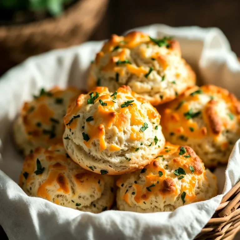 To make Cheddar Herb Drop Biscuits, gather these items: - 2 cups all-purpose flour - 1 tablespoon baking powder - 1 teaspoon garlic powder - 1 teaspoon salt - ½ teaspoon black pepper - ¾ cup sharp cheddar cheese, grated - ¼ cup fresh herbs (like chives, parsley, and thyme), chopped - ½ cup unsalted butter, cold and cubed - ¾ cup milk If you need to change any ingredients, here are some good swaps: - Use whole wheat flour for a healthier option. - Swap baking powder with self-rising flour, but remove the salt. - Try onion powder instead of garlic powder for a different flavor. - Use any cheese you love, like mozzarella or gouda. - Fresh herbs can be replaced with dried herbs, but use less. - Coconut oil can replace unsalted butter for a dairy-free version. - Almond or oat milk works if you want a non-dairy option. Each biscuit has about: - Calories: 180 - Total Fat: 9g - Saturated Fat: 5g - Carbohydrates: 21g - Protein: 4g - Fiber: 1g - Sodium: 250mg This information helps you plan your meals. Enjoy these warm, fluffy biscuits! {{ingredient_image_1}} Making Cheddar Herb Drop Biscuits is fun and easy. You will need just a few steps. First, gather all your ingredients. Then, preheat your oven and prepare your baking sheet. This will make the process smooth. 1. Preheat your oven to 425°F (220°C). Line a baking sheet with parchment paper. 2. In a large bowl, whisk together: - 2 cups all-purpose flour - 1 tablespoon baking powder - 1 teaspoon garlic powder - 1 teaspoon salt - ½ teaspoon black pepper 3. Add in ½ cup cold, cubed unsalted butter. Use a pastry cutter or your fingertips. Blend until it looks like coarse crumbs. 4. Fold in ¾ cup grated sharp cheddar cheese and ¼ cup chopped fresh herbs. Mix until evenly spread. 5. Pour in ¾ cup milk and mix with a fork. The dough should be wet and sticky. Do not overmix. 6. Use a tablespoon or an ice cream scoop to drop the dough onto the sheet. Space them about 2 inches apart. 7. Bake for 12-15 minutes until the tops are golden brown. 8. Let the biscuits cool for a few minutes. Then, serve warm. For a visual guide, check out video tutorials online. They can show you the steps in real-time. Watching someone make these biscuits can help clarify any tricky parts. You can also find pictures of the finished biscuits for inspiration! To achieve fluffy drop biscuits, use cold butter. This keeps the dough light and airy. Mix until the butter looks like coarse crumbs. Don't overmix the dough; it should be sticky. This helps the biscuits rise well. To boost the flavor, use sharp cheddar cheese. It adds a rich taste. Fresh herbs like chives, parsley, or thyme brighten the biscuits. You can mix and match herbs based on your taste. Adding garlic powder gives a nice kick. Serve these biscuits warm with butter or your favorite spread. They pair well with soups or salads. Try them with a hearty chili for a comforting meal. These biscuits also work great with a cheese platter or as a snack. Pro Tips Use Cold Ingredients: Make sure your butter and milk are cold; this helps create flaky layers in the biscuits. Don’t Overmix: Mix the dough just until combined to avoid tough biscuits. A slightly sticky dough is ideal. Experiment with Cheeses: Try different types of cheese, like pepper jack or gouda, for a unique flavor twist. Serve Warm: These biscuits are best enjoyed warm right out of the oven, so serve them fresh for maximum flavor. {{image_2}} You can change the cheese in these biscuits to fit your taste. Parmesan gives a salty kick. Mozzarella adds a nice stretch and mild flavor. You can even try pepper jack for a spicy twist. Just remember, whatever cheese you choose, it should be sharp enough to shine through. Fresh herbs are key to great flavor. Chives add a mild onion taste, while parsley brightens everything. Thyme brings a grassy note that’s hard to beat. You can also use basil or rosemary for a different touch. Mix and match to find your favorite blend! If you need a gluten-free option, swap the all-purpose flour for a gluten-free blend. Look for one that includes xanthan gum for the best texture. Almond flour adds a nutty flavor that pairs well with cheese. Just keep an eye on the liquid; you may need to adjust the milk. To keep your cheddar herb drop biscuits fresh, store them in an airtight container. This helps to keep them soft. Place them at room temperature for up to two days. If you want to keep them longer, consider refrigeration. They can last for up to a week in the fridge. Just make sure they are wrapped well to avoid drying out. When you're ready to enjoy your biscuits again, reheating is simple. Preheat your oven to 350°F (175°C). Place the biscuits on a baking sheet. Heat them for about 5 to 10 minutes. This warms them up and restores their fluffy texture. You can also use the microwave for quick reheating. Just heat for 15-20 seconds at a time until warm. Freezing is a great way to save extras. Allow biscuits to cool completely first. Then, place them in a single layer on a baking sheet. Freeze them for about an hour. Once frozen, transfer them to a freezer bag. They can last up to three months in the freezer. To enjoy, just reheat them directly from frozen, following the same oven instructions. To make your Cheddar Herb Drop Biscuits fluffy, use cold ingredients. Cold butter and milk help keep the dough light. When mixing, don't overwork the dough; just mix until it is wet and sticky. This keeps the biscuits tender. Also, make sure your baking powder is fresh. It helps the biscuits rise well. Yes, you can make the dough ahead of time. Mix the dry and wet ingredients but don't bake them. Cover the bowl with plastic wrap and store it in the fridge. I recommend using the dough within 24 hours for the best texture. When ready to bake, drop spoonfuls on a tray and bake as usual. Cheddar Herb Drop Biscuits pair well with many dishes. You can serve them with soups, stews, or salads. They are also great with butter or your favorite spreads. Try serving them alongside a warm bowl of chili. You could even enjoy them at breakfast with eggs. The options are endless! In this post, we covered how to make Cheddar Herb Drop Biscuits. We discussed key ingredients, substitutions, and nutritional facts. I shared step-by-step instructions to guide you through cooking. Helpful tips helped you perfect texture and flavor. We explored variations and storage options for easy enjoyment later. Remember, these biscuits are simple and fun to make. Use your favorite herbs and cheeses to make them your own. Enjoy making and sharing your biscuits with friends and family!