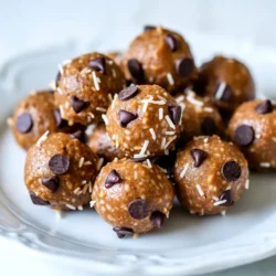 - 1 cup rolled oats - 1/2 cup almond butter - 1/2 cup shredded unsweetened coconut - 1/4 cup honey or maple syrup - 1/4 cup chocolate chips - 1/4 cup almond flour - 1/4 teaspoon salt - 1/2 teaspoon vanilla extract - Optional: 1/4 cup chopped almonds To create these bites, start with essential ingredients. Rolled oats provide a chewy base. Almond butter adds rich creaminess and healthy fats. Shredded coconut gives a tropical twist, while honey or maple syrup brings sweetness. Chocolate chips add a delightful surprise. Almond flour boosts texture and nutrition. A pinch of salt enhances all flavors, and vanilla extract ties it all together. If you want extra crunch, add chopped almonds. - Calories per serving: Approximately 100 - Macronutrients: - Protein: 3g - Fat: 5g - Carbohydrates: 12g These bites are not just tasty; they offer health benefits too. Oats provide fiber, which aids digestion. Almond butter is a great source of protein and healthy fats. Shredded coconut brings in fiber and some good fats. The chocolate chips make this snack a treat without too much guilt. Each bite packs energy to fuel your day. Enjoy them as a snack or a quick breakfast! {{ingredient_image_1}} - Mixing dry ingredients: In a large bowl, add 1 cup of rolled oats, 1/4 cup almond flour, 1/2 cup shredded coconut, and 1/4 teaspoon salt. Stir them together until they blend well. This mix gives a nice base for your bites. - Preparing the wet mixture: In another bowl, combine 1/2 cup almond butter, 1/4 cup honey (or maple syrup), and 1/2 teaspoon vanilla extract. Mix until smooth. This adds sweetness and flavor to your bites. - Combining wet and dry components: Pour the wet mix into the dry ingredients. Add 1/4 cup chocolate chips and optional 1/4 cup chopped almonds if you want extra crunch. Use a spatula or your hands to mix everything until it sticks together. - Portioning and rolling the mixture: Take a tablespoon-sized amount of the mixture. Roll it into a ball using your hands. Place each ball on a parchment-lined baking sheet. This makes about 12-15 bites. - Suggestions for uniformity: For even bites, use a cookie scoop. This tool helps ensure each bite is the same size. - Importance of refrigeration: Chill the formed energy bites in the fridge for about 30 minutes. This helps them firm up and hold their shape better. - Recommended storage methods: After chilling, move the bites to an airtight container. They last up to a week in the fridge and can be frozen for longer storage. Enjoy your tasty snack anytime! You can easily change the nuts and seeds in your energy bites. Try using walnuts, pecans, or sunflower seeds. Each nut brings its own flavor and texture. For dried fruits, consider adding raisins, cranberries, or apricots. These fruits add sweetness and chewiness. To make your energy bites vegan, swap honey for maple syrup or agave. Both options work well and keep the sweetness. Always check product labels for hidden animal products. Some almond butters may contain honey, so read closely. For more flavor, use flavored almond butter. You can find varieties like chocolate or vanilla. You can also add extracts like almond or coconut. Just a little can really boost the taste of your bites. Pro Tips Use Fresh Ingredients: Ensure your oats and coconut are fresh for the best flavor and texture. Experiment with Sweeteners: Try using agave syrup or date syrup for a different sweetness profile. Chill for Better Texture: Chilling the bites helps them firm up and makes them easier to handle. Customize Your Bites: Feel free to add your favorite nuts or dried fruits to personalize the energy bites. {{image_2}} You can switch the honey or maple syrup for other sweeteners. Agave syrup is a great choice. It adds sweetness without being too heavy. Coconut sugar is another option. It has a rich flavor and lower glycemic index. Both options work well in this recipe. If you want a low-carb version, substitute some ingredients. Use sugar-free almond butter instead of regular almond butter. You can also swap rolled oats for ground flaxseed or unsweetened coconut flour. Adjust the ratios to keep the mixture sticky enough to form. This way, you maintain the yummy taste while cutting carbs. When it comes to chocolate, you have options. Dark chocolate adds a richer taste. Semi-sweet chocolate is sweeter and balances the flavors well. You can also add unsweetened cocoa powder. This will give the bites a deep chocolate flavor without extra sugar. Try different types to see what you like best! To keep your Coconut Almond Joy Energy Bites fresh, store them in an airtight container. Glass jars or plastic containers work well. Choose a cool, dry place to avoid moisture. If you notice any condensation, it’s best to eat them soon. In the fridge, these bites last about a week. To extend their life, freeze them. Place the bites in a single layer on a baking sheet first. Once frozen, transfer them to a freezer-safe bag. This way, they stay fresh for up to three months. These energy bites are perfect for any occasion. Enjoy them as a quick snack after school or a boost before a workout. Pair them with a glass of milk or a cup of tea for a great treat. You can also serve them at parties as a fun dessert option. Coconut Almond Joy Energy Bites can last up to a week in the fridge. To keep them fresh, store them in an airtight container. If you want them to last longer, freeze them. They can last for about three months in the freezer. When you're ready to eat, just thaw them for a tasty snack. Yes, you can make these energy bites ahead of time. They are great for meal prep. Prepare a batch and store them in the fridge or freezer. This way, you always have a quick snack ready. Just be sure to use airtight containers to keep them fresh. If you don't have almond butter, try other nut butters like peanut butter or cashew butter. Sunflower seed butter is a great option too. Each of these spreads gives a unique taste. Choose based on your flavor preference or any nut allergies. Yes, these energy bites can be gluten-free. Just make sure to use certified gluten-free oats. Check the labels on all ingredients to be safe. Most nuts and nut butters are gluten-free too, making these bites a safe snack option. Coconut Almond Joy Energy Bites are simple and tasty snacks. We covered the key ingredients, like oats, almond butter, and chocolate chips. I shared how to prepare, form, and store them. You can customize with different nuts or sweeteners. These bites are healthy and fun for any occasion. Enjoy experimenting with flavors and textures. With these tips, you can make your snack time healthier and more exciting. Try making your own energy bites today!