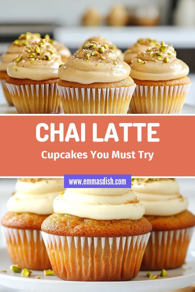 Indulge in the delightful flavors of spiced chai latte cupcakes with this easy chai cupcakes recipe. These cake-like treats are infused with chai tea, cinnamon, ginger, and cardamom for a perfect dessert with chai flavors. Ideal for tea lovers, this cupcake recipe with spices will impress your guests and elevate any occasion. Get ready to bake and savor these delicious spiced chai latte cupcakes! Save this recipe for later! #ChaiTea #CupcakeRecipe #DessertIdeas #BakingTips