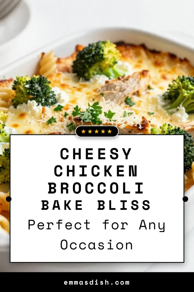 Indulge in this Cheesy Chicken Broccoli Pasta Bake, the ultimate Easy Pasta Bake Recipe for busy weeknights! This Chicken and Broccoli Casserole combines tender rotini pasta, shredded chicken, and vibrant broccoli in a creamy, cheesy sauce. Perfect as a Comfort Food Pasta Dish, it&rsquo;s sure to delight the whole family. Try this Family-Friendly Dinner Recipe tonight for a satisfying meal everyone will love! Save & share! #PastaBake #ComfortFood #FamilyDinner #CheesyRecipe