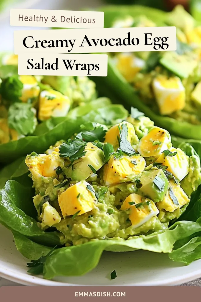 Looking for a quick and healthy lunch idea? Try this delicious Avocado Egg Salad Lettuce Wraps recipe! Packed with flavor, this low-carb lunch features creamy avocado egg salad wrapped in fresh, gluten-free lettuce leaves. Perfect as a healthy egg salad option, it's easy to make in just 10 minutes. Enjoy a guilt-free meal that’s great for any occasion! Save the recipe for later! #HealthyEating #LowCarb #GlutenFree #LunchIdeas