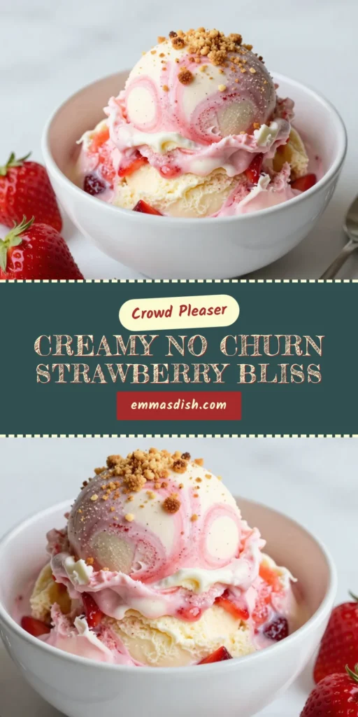 Indulge in this no-churn strawberry cheesecake ice cream, the ultimate treat for summer! This easy strawberry ice cream recipe combines fresh strawberries, creamy cheesecake, and graham cracker crumbs for a delicious homemade cheesecake ice cream that requires no ice cream maker. Perfect for effortless entertaining, it's a must-try among no churn dessert recipes! Click to save and whip up this delightful dessert now! #NoChurnDesserts #StrawberryIceCream #EasyIceCream #HomemadeIceCream