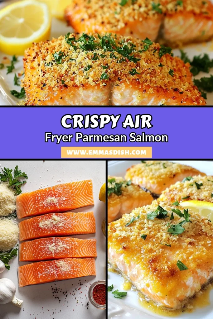 Elevate your dinner with this Air Fryer Salmon Recipe featuring a deliciously crispy Parmesan Crusted Salmon. This Healthy Air Fryer Recipe is not only easy to make but also uses simple ingredients like panko breadcrumbs and fresh herbs for a flavor bomb. Enjoy this Easy Salmon Fillet Recipe that’s perfect for busy weeknights. Don’t miss out—save this Panko Breaded Salmon recipe for your next meal! #HealthyCooking #AirFryerRecipes #SalmonLove #DinnerInspo