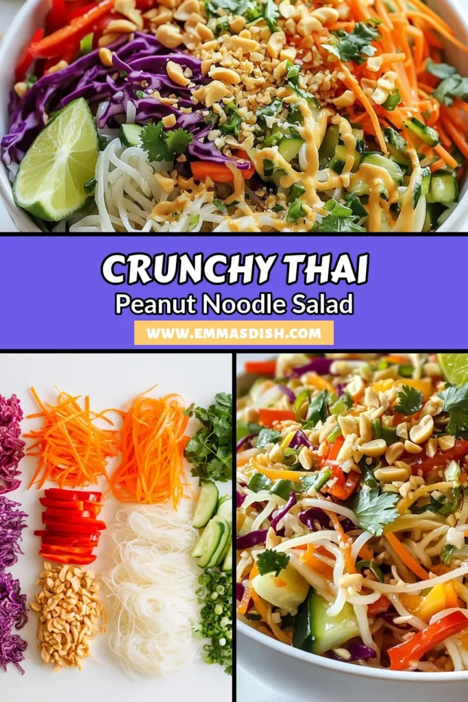 Discover the vibrant flavors of this Thai peanut noodle salad, a refreshing cold noodle salad recipe that's perfect for any occasion! This quick Thai salad comes together in just 30 minutes, combining rice noodles with crunchy veggies and a healthy peanut dressing that will elevate your meal. Perfect for lunch or as a side dish, this recipe is a must-try! Save this healthy recipe for your next meal prep! #ThaiPeanutNoodleSalad #RiceNoodleSaladRecipe #QuickThaiSalad #ColdNoodleSaladRecipe