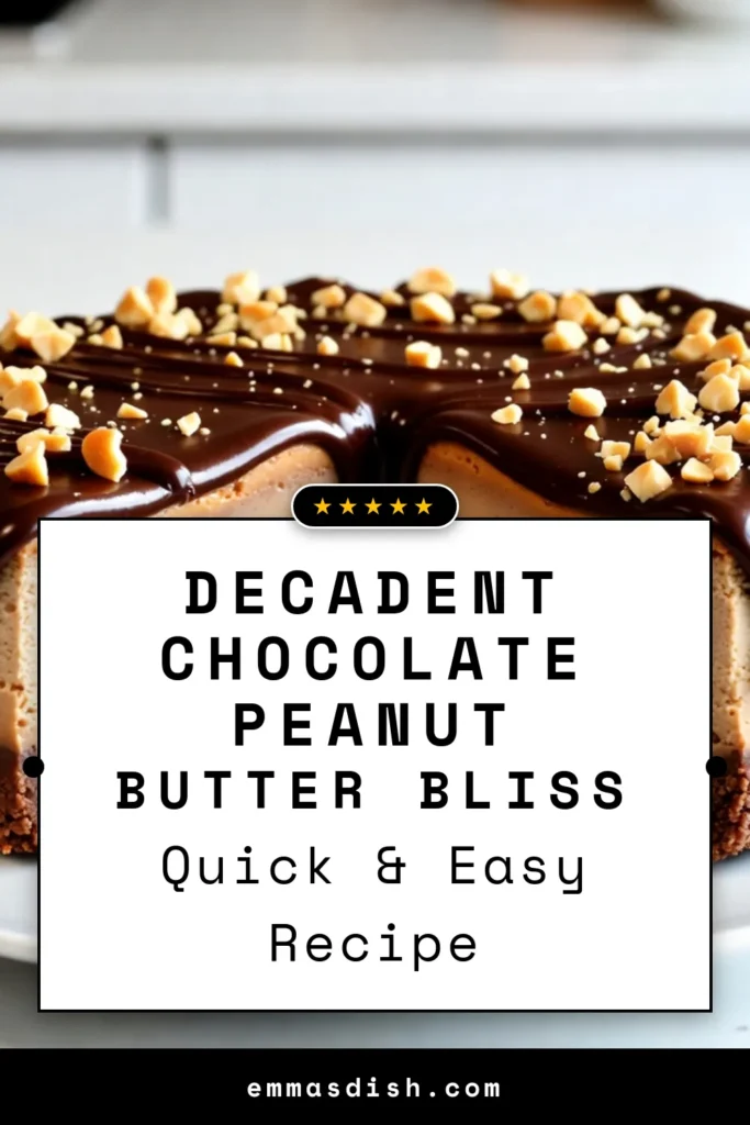 Indulge in a rich and creamy Chocolate Peanut Butter Cheesecake that&rsquo;s perfect for any occasion! This easy cheesecake recipe features a delicious no-bake cheesecake dessert topped with a luscious chocolate ganache. Enjoy the delightful combination of chocolate and peanut butter in this creamy peanut butter dessert that everyone will love. Save this recipe for your next sweet treat! #ChocolatePeanutButterCheesecake #NoBakeDessert #EasyCheesecakeRecipe #ChocolateGanacheTopping