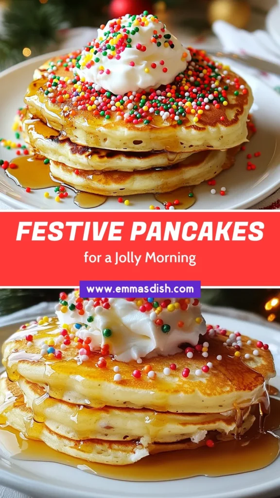 Get into the holiday spirit with this delightful Christmas pancake recipe featuring vibrant, festive pancakes with sprinkles. These colorful pancake recipes are perfect for your holiday breakfast ideas and make easy Christmas brunch recipes that everyone will love. Whip up these Christmas Confetti Pancakes for a cheerful morning treat! Save this recipe for a joyful culinary experience! #ChristmasPancakes #FestiveBreakfast #HolidayBrunch #PancakeRecipe