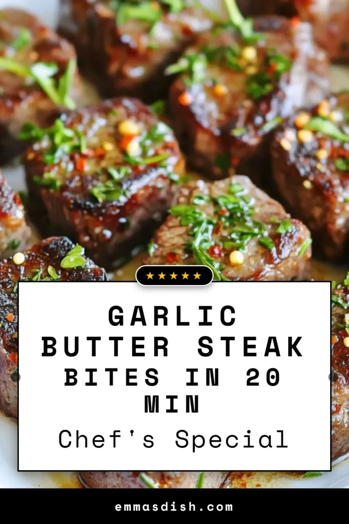 Indulge in these mouthwatering Garlic Butter Steak Bites, a must-try in your collection of Sirloin Steak Recipes. Perfect for Easy Beef Appetizers, this dish combines tender steak cubes with a rich garlic butter sauce, making it ideal for quick dinner recipes. Impress your guests with these delicious bites that are ready in just 20 minutes! Save this recipe for your next gathering! #SteakBites #EasyAppetizers #BeefRecipes #GarlicButterSauce