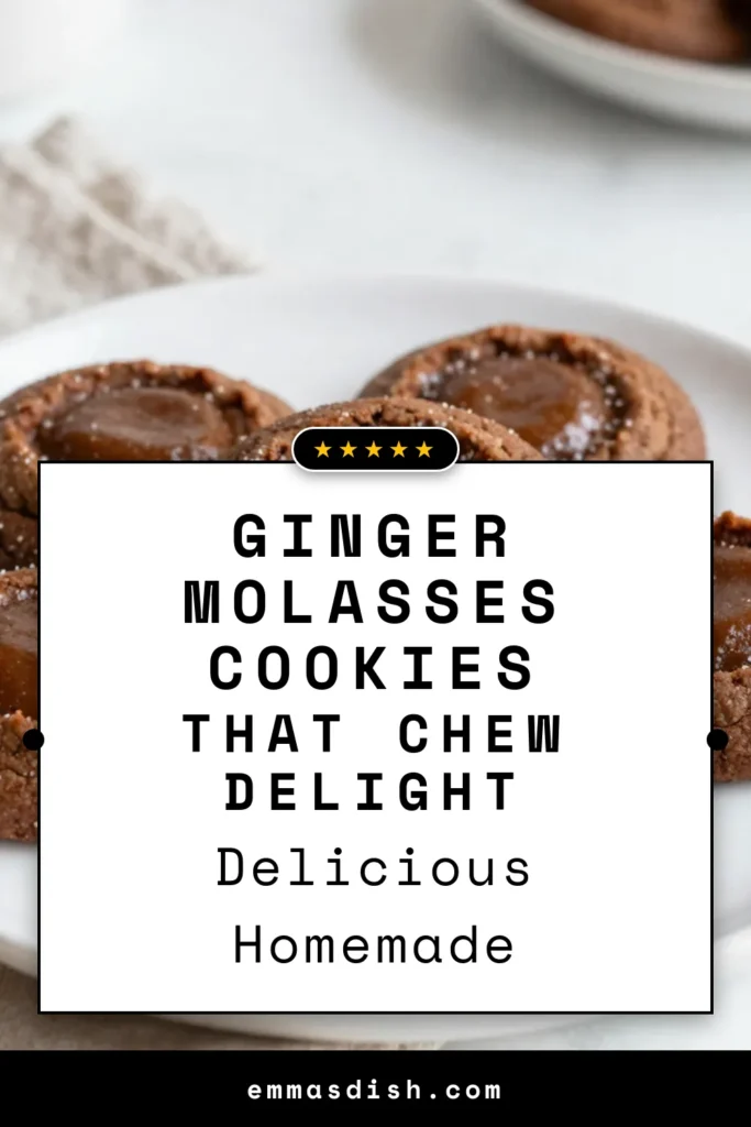 Indulge in the warmth of homemade ginger cookies with this easy recipe for chewy ginger molasses cookies. Perfect for the holidays, these soft and chewy cookies are packed with rich flavors and spices that everyone will love. Bake a batch for festive gatherings or cozy nights in. Ready to impress your friends and family with these delightful treats? Save this easy holiday cookie recipe now! #GingerCookies #HolidayBaking #CookieRecipe #BakingInspiration