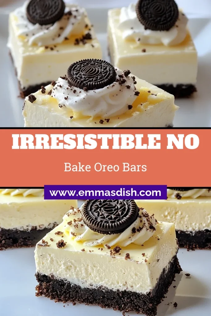 Indulge in these delectable no-bake Oreo cheesecake bars, the perfect easy Oreo dessert recipe for any sweet tooth. Made with creamy cream cheese, rich chocolate, and crunchy Oreo cookies, these no-bake dessert recipes come together in just 20 minutes! Impress your friends and family with these irresistible chocolate cheesecake bars. Ready to satisfy your cravings? Try this simple recipe today! #OreoDessert #NoBakeRecipes #CheesecakeBars #EasyDesserts