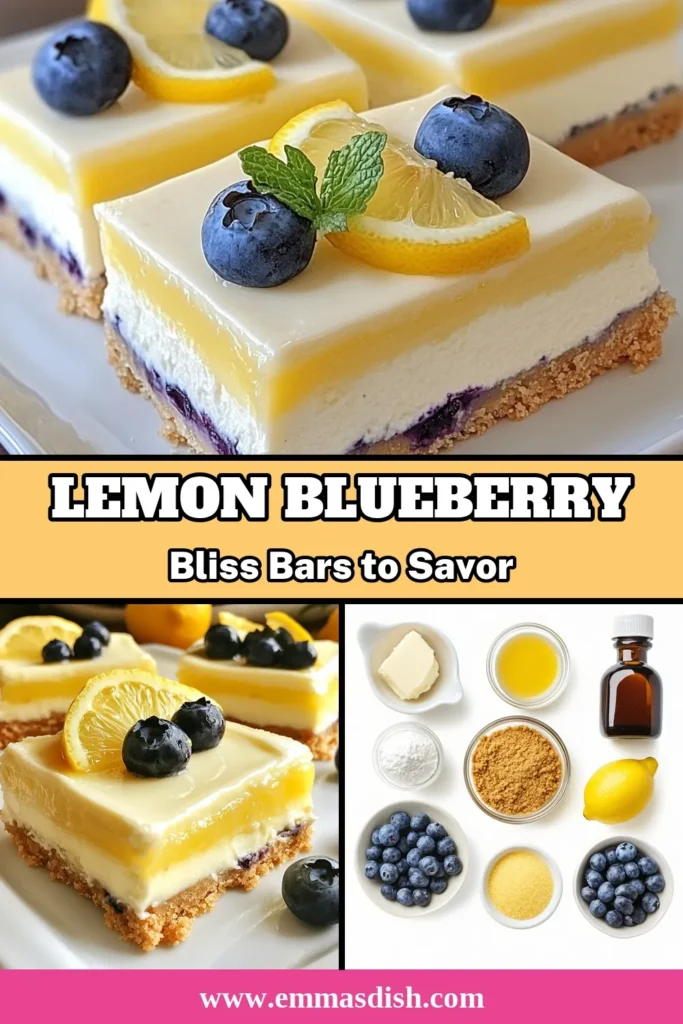 Indulge in the mouthwatering Lemon Blueberry Cheesecake Bars that are perfect for any occasion! This no-bake cheesecake bars recipe blends creamy and tangy flavors, making it an ideal blueberry dessert recipe. With rich cream cheese and fresh blueberries, these cheesecake bars are a delightful treat to satisfy your sweet tooth. Save this recipe for easy dessert inspiration! #LemonBlueberryCheesecakeBars #CheesecakeBarsRecipe #BlueberryDessertRecipes #NoBakeCheesecakeBars