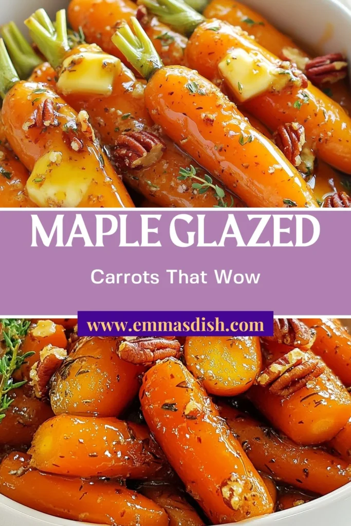 Discover how to make delicious maple glazed carrots that are a perfect sweet carrots side dish for any meal. This easy roasted carrots recipe uses pure maple syrup to create sticky, flavorful veggies that everyone will love. Elevate your dinner table with these easy carrot recipes, combining sweetness and warmth in each bite. Try this maple syrup vegetables dish today, and watch it become a family favorite! Save this recipe for your next gathering! #MapleGlazedCarrots #RoastedCarrots #EasyCarrotRecipes #SweetSideDish