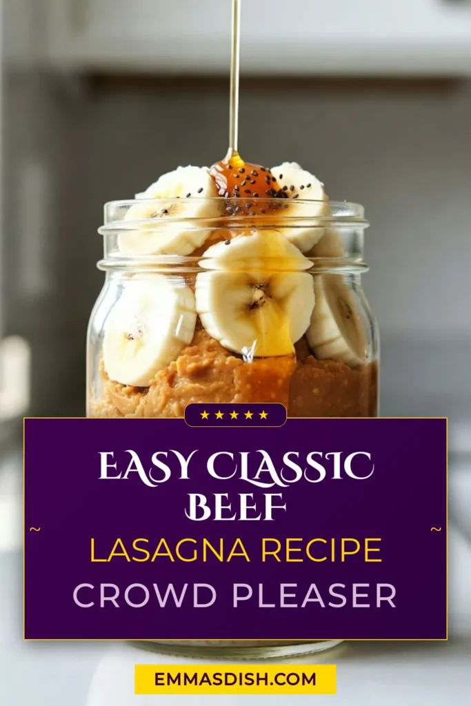 Start your day with these delicious Peanut Butter Banana Overnight Oats! This easy and healthy breakfast recipe combines rolled oats, creamy peanut butter, fresh banana, and chia seeds, making it a nutritious choice. Perfect for busy mornings, this dairy-free oatmeal can be prepped in just 10 minutes. Try this quick chia seed oats recipe and elevate your breakfast game today! Save it for later! #OvernightOats #HealthyBreakfast #DairyFreeRecipes #QuickBreakfastIdeas