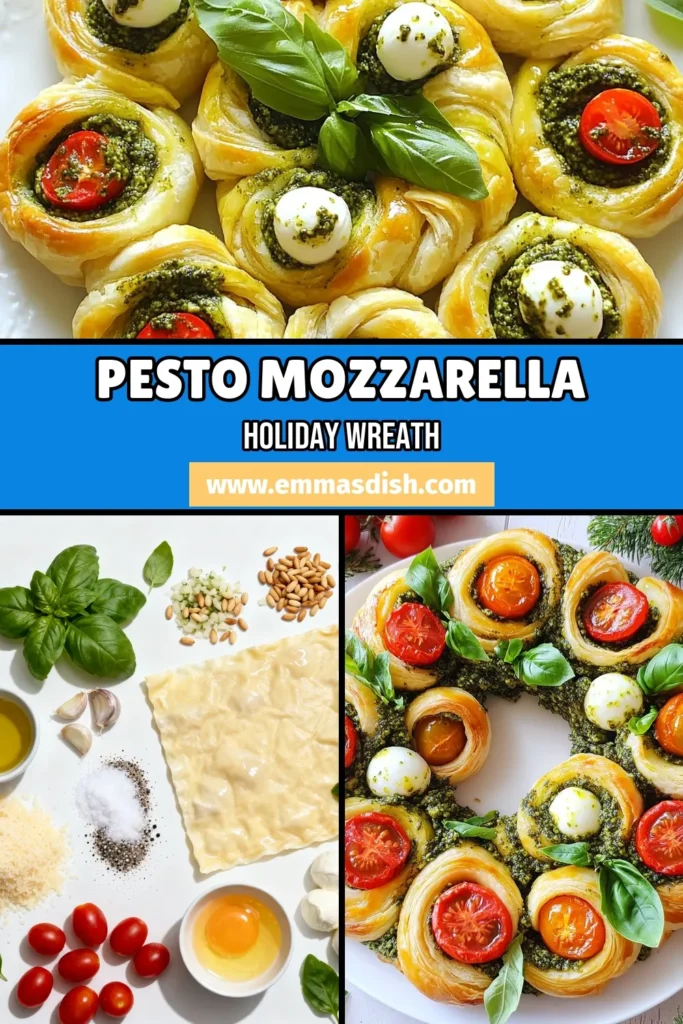 Elevate your holiday gatherings with this Pesto Mozzarella Christmas Wreath! This easy mozzarella wreath is the perfect Christmas appetizer recipe, featuring festive puff pastry rolled with creamy mozzarella and fresh pesto. It's a crowd-pleaser for any holiday party food table. Delight your guests and make this stunning dish that&rsquo;s as delicious as it is beautiful. Save this recipe for your next celebration! #PestoMozzarellaWreath #ChristmasAppetizer #FestivePuffPastry #HolidayPartyFood