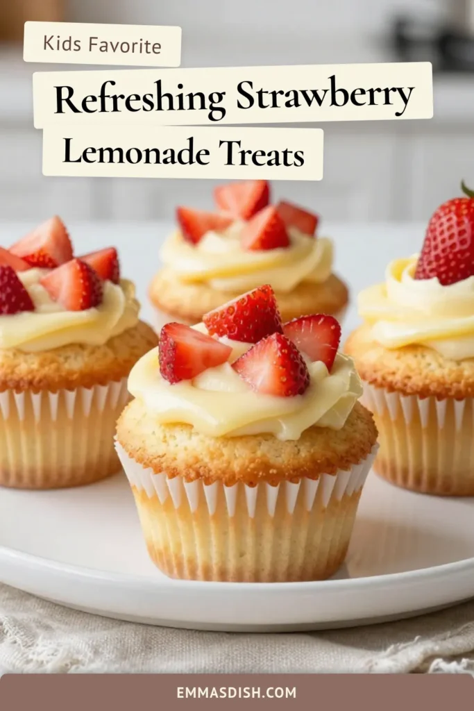 Treat your taste buds to delicious Strawberry Lemonade Cupcakes &ndash; a perfect blend of sweet strawberries and zesty lemon! This easy cupcake recipe combines light lemon cupcakes with fresh strawberries for a delightful dessert. Top with simple yet tasty easy cupcake frosting for the perfect finish. Try this Lemon Cupcake Recipe today and impress your family and friends with a Fresh Strawberry Dessert they'll love! Save this recipe now! #StrawberryLemonadeCupcakes #CupcakeRecipe #FreshStrawberryDessert #EasyCupcakeFrosting