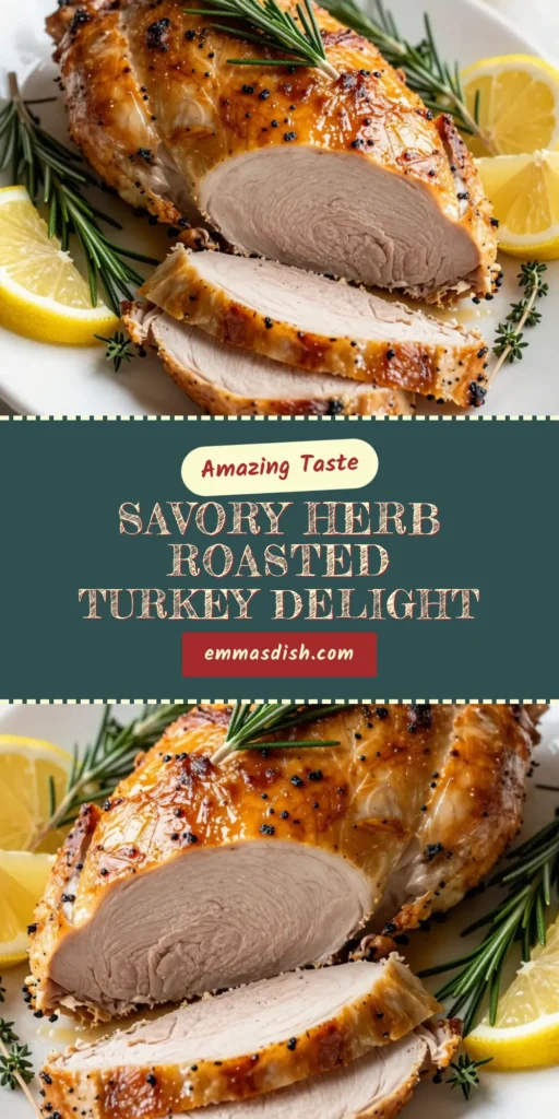 Discover the ultimate herb roasted turkey breast recipe that will elevate your holiday meals! This easy turkey breast recipe features a succulent, boneless turkey breast infused with aromatic herbs and garlic, ensuring flavor in every bite. Use these simple roasted turkey with herbs cooking tips for perfectly juicy results. Perfect for family gatherings! Save this recipe and impress your guests this season. #TurkeyRecipe #HolidayCooking #EasyRecipes #HerbRoastedTurkey