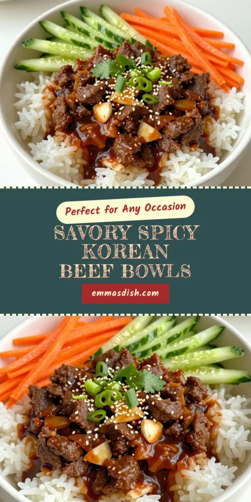 Discover an irresistible Spicy Korean Beef recipe that will spice up your dinner routine! These Korean beef bowls feature succulent gochujang beef stir fry served over fluffy jasmine rice, topped with fresh veggies. This easy Korean dinner comes together in just 30 minutes, making it the perfect ground beef bowl recipe for busy weeknights. Don&rsquo;t forget to save for later and impress your family with this flavorful dish! #KoreanBeef #SpicyRecipe #DinnerIdeas #Gochujang